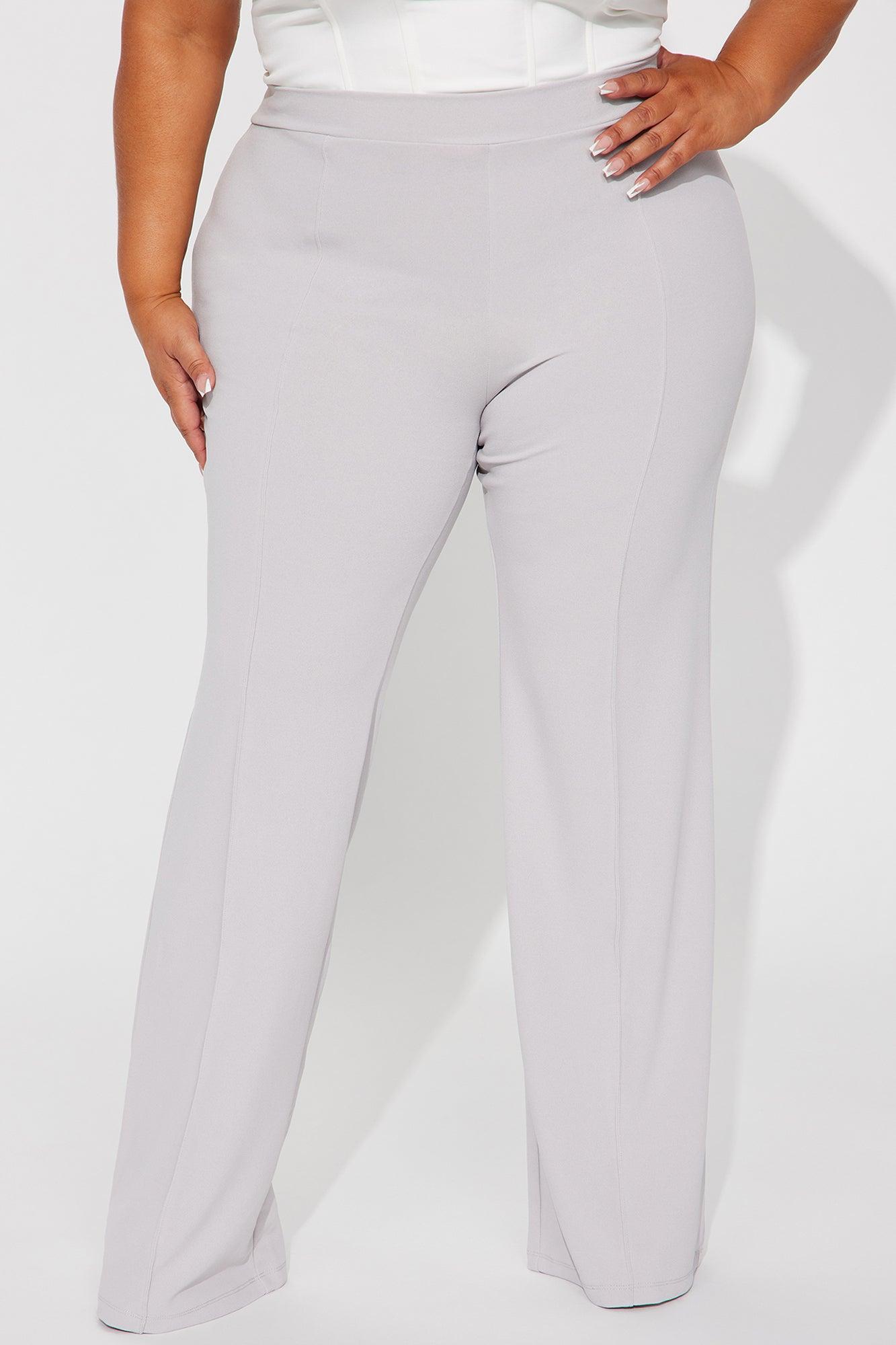 Victoria High Waisted Dress Pants - Grey Product Image