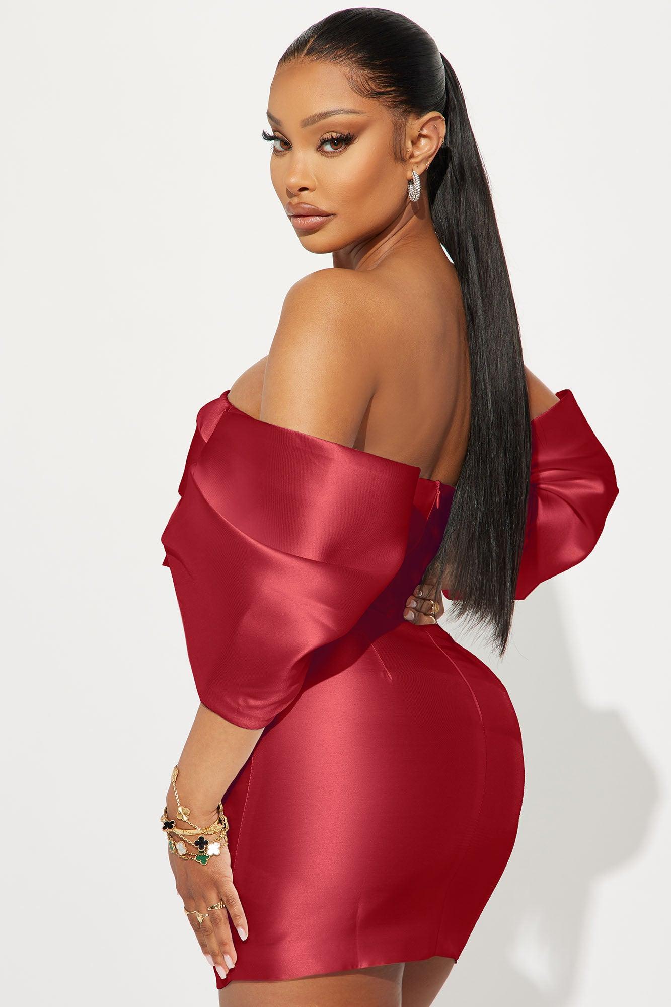 Allison Taffeta Mini Dress - Red Product Image