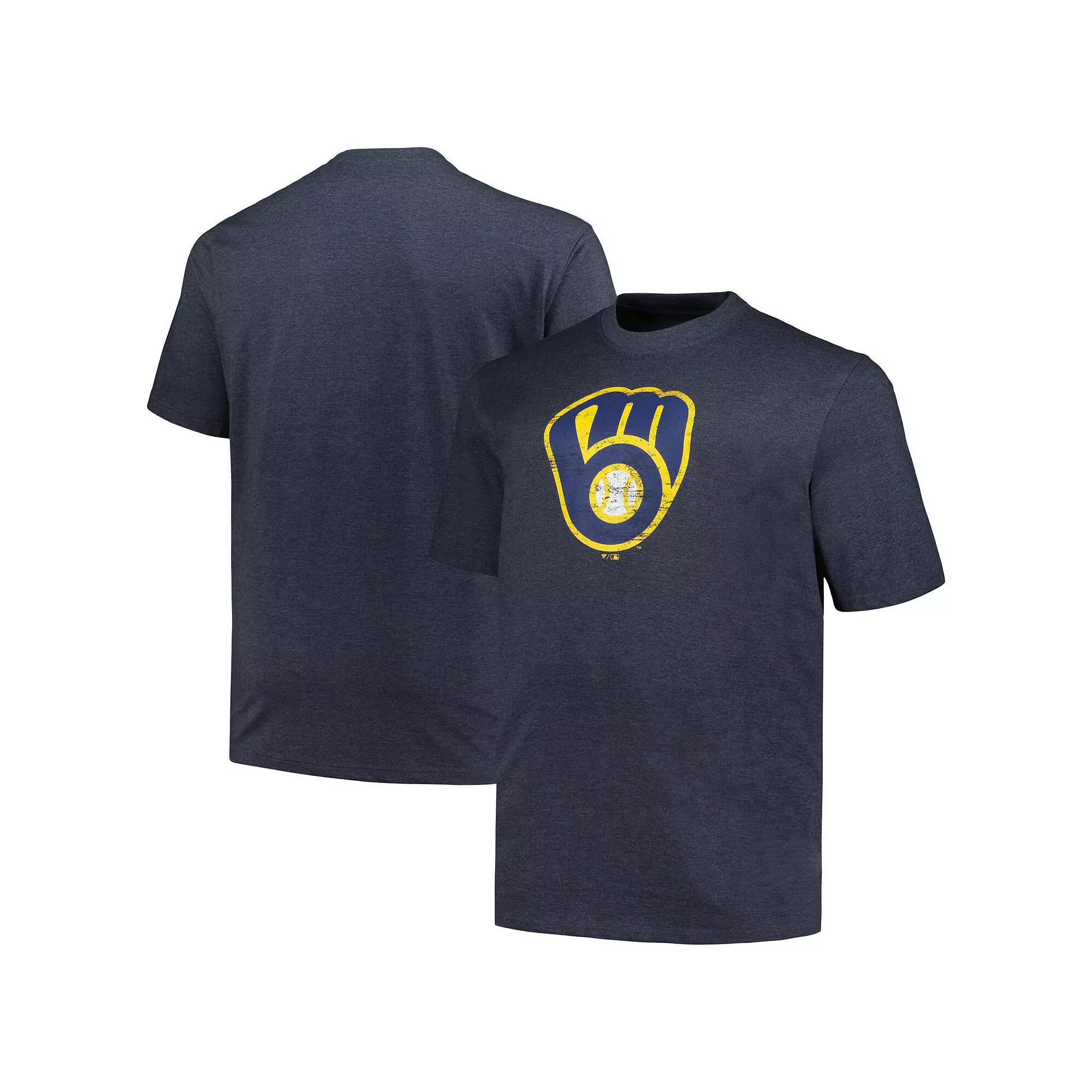 Men's Profile Heather Navy Milwaukee Brewers Big & Tall Weathered Logo T-Shirt,  Product Image