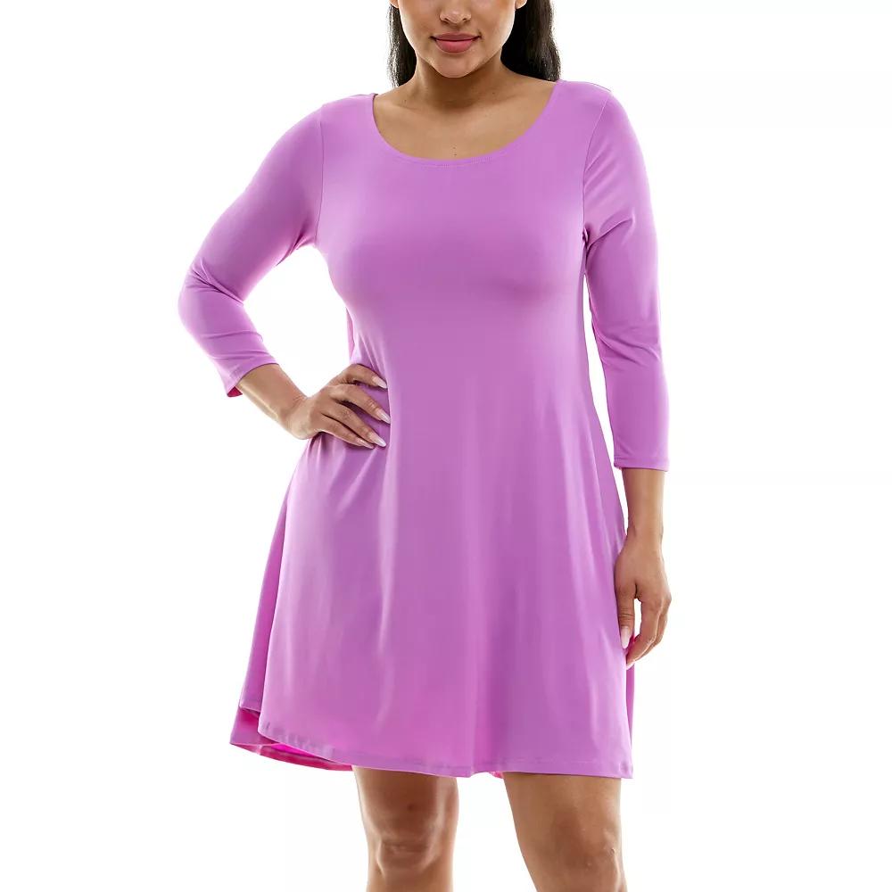 Women's Nina Leonard 3/4 Sleeve High-Low Trapeze Dress, Size: Small, Candy Apple Product Image