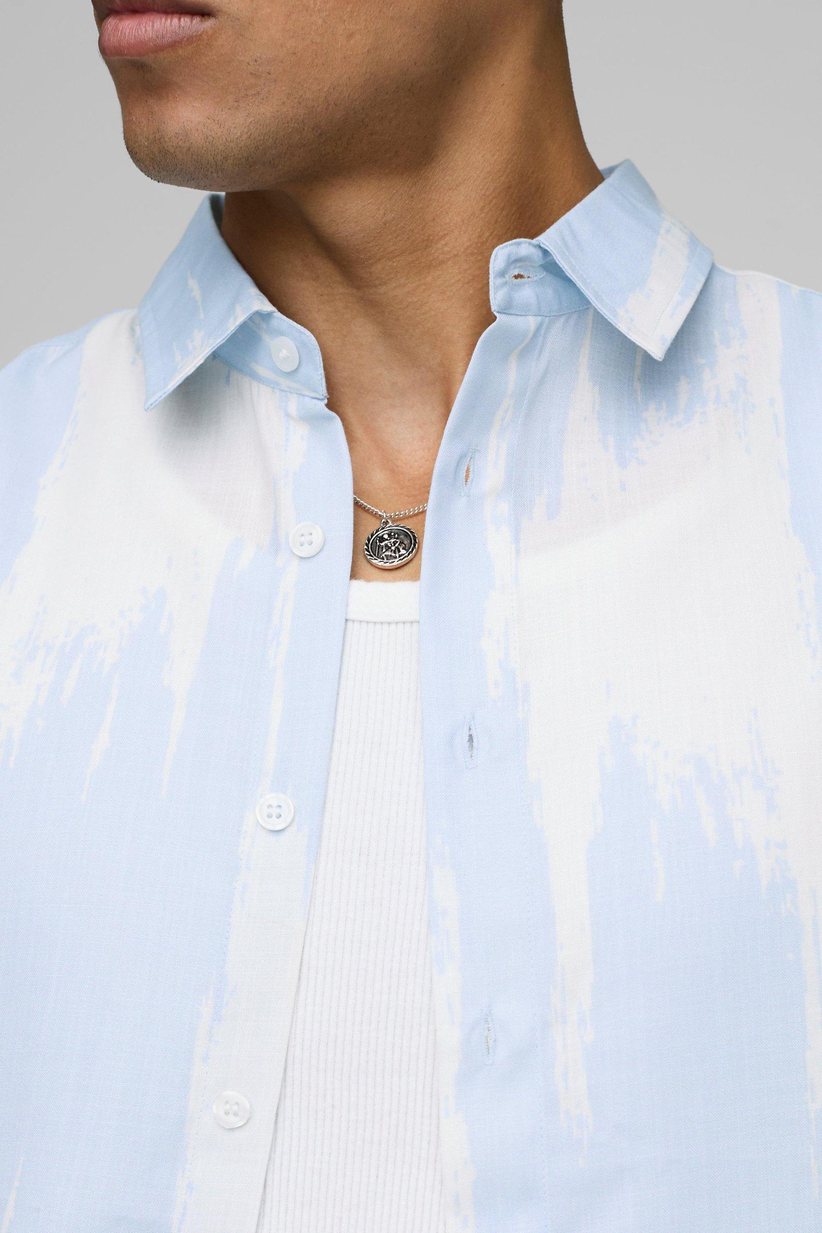 Regular Short Sleeve Slub Large Scale Abstract Shirt | boohooMAN USA Product Image