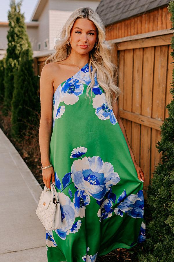Tropical Escape Satin Maxi Dress Product Image