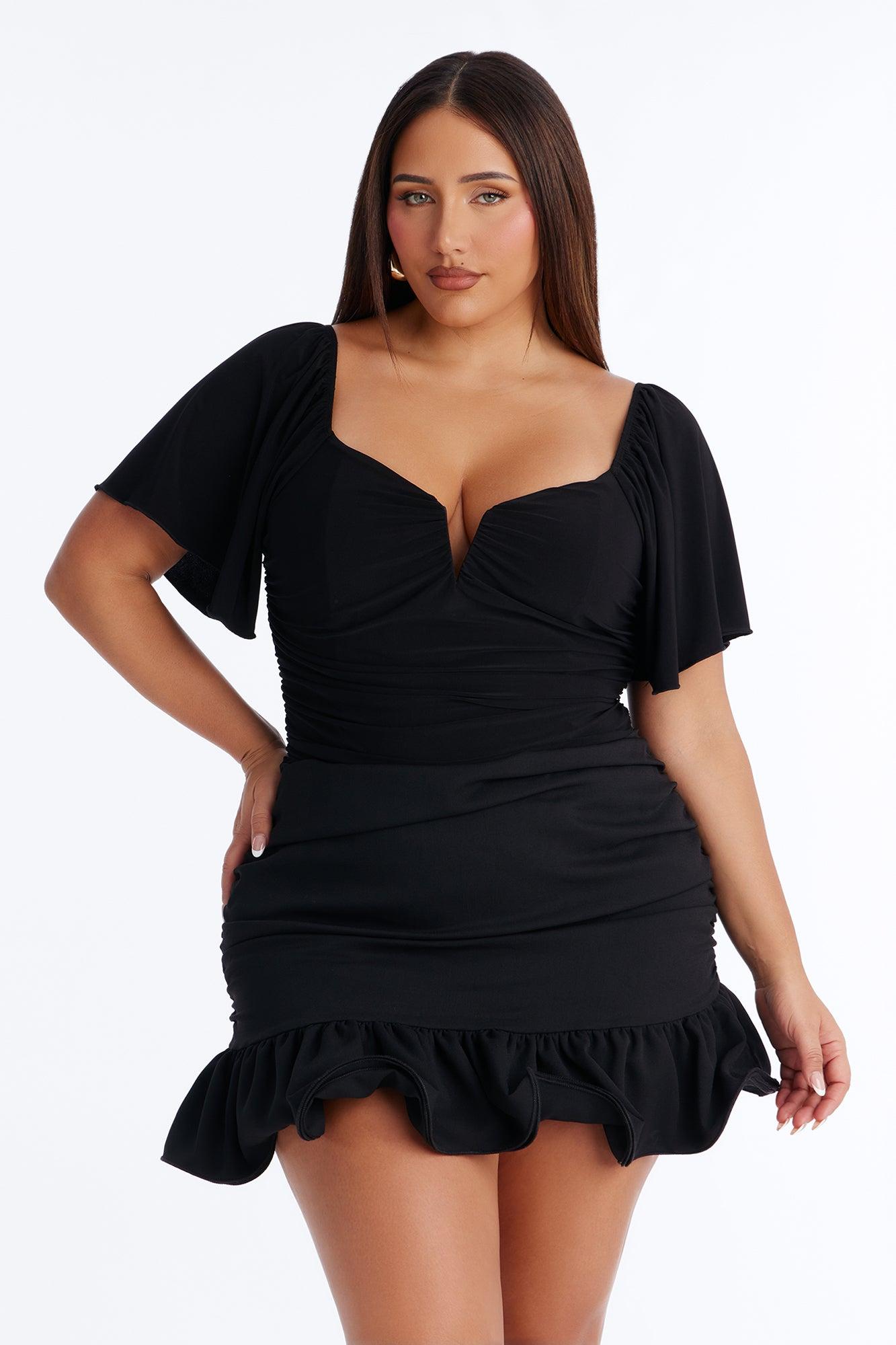 Kayali Ruched Short Sleeve Bodysuit - Black Female Product Image