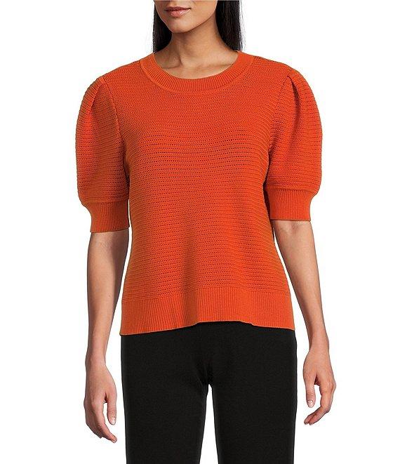 Investments Petite Size Novelty Short Sleeve Crew Neck Sweater Top Product Image