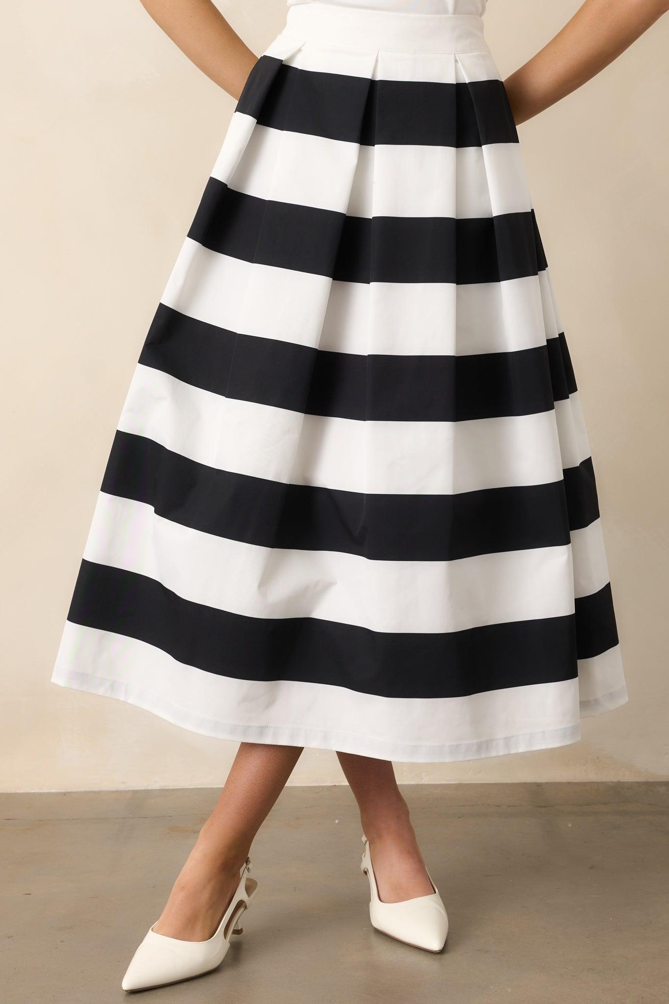 Memories in Focus Black & White Midi Skirt Product Image