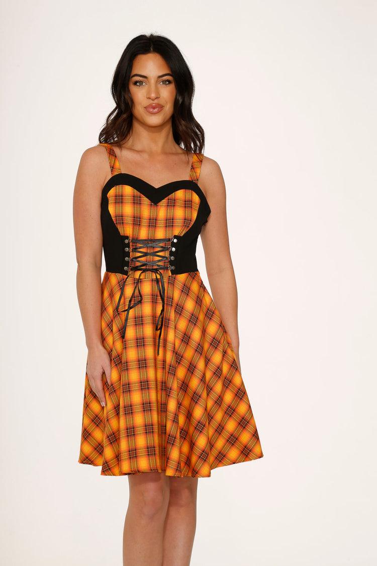 Orange Plaid Swing Dress Product Image