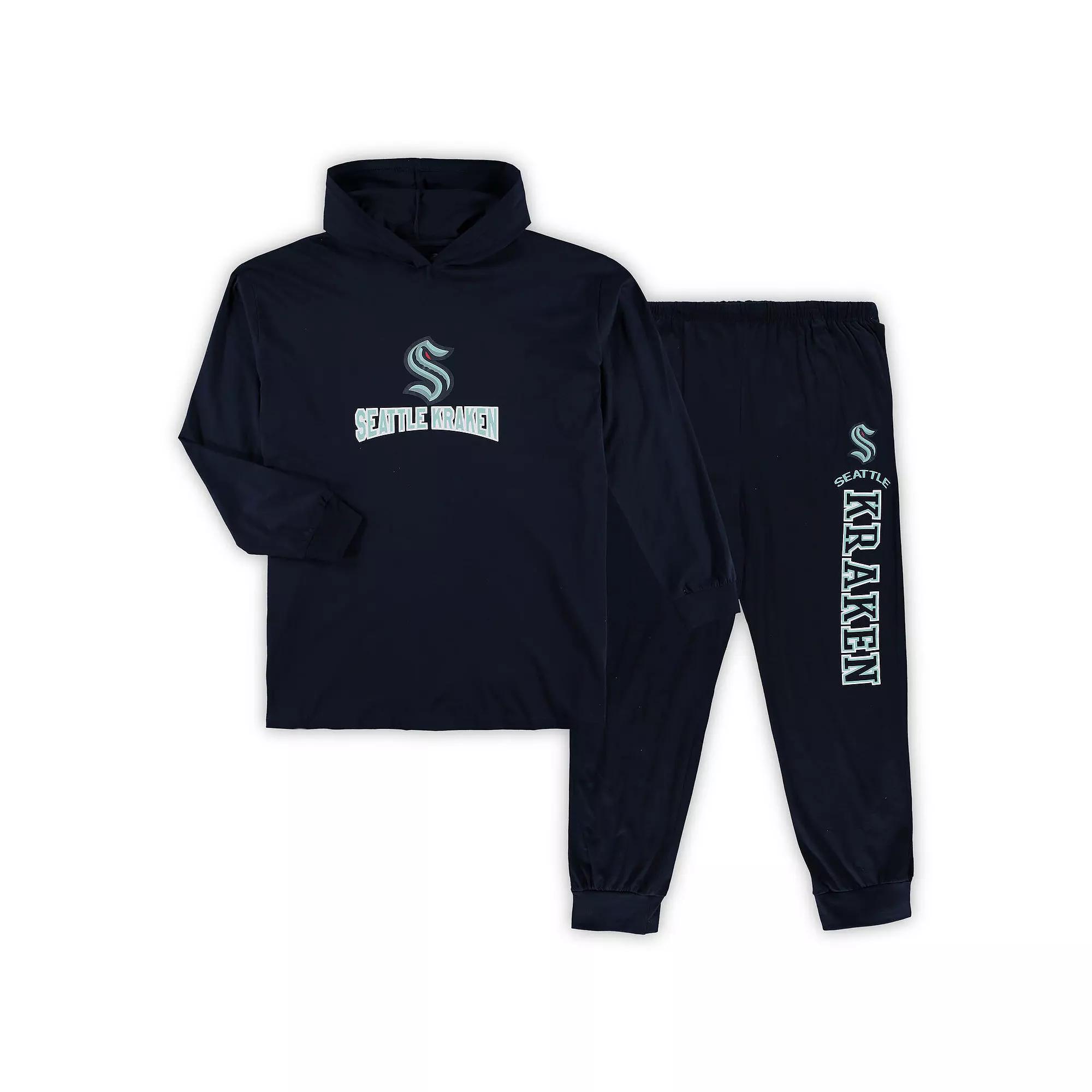 Men's Concepts Sport Deep Sea Blue Seattle Kraken Big & Tall Pullover Hoodie & Joggers Sleep Set,  Product Image