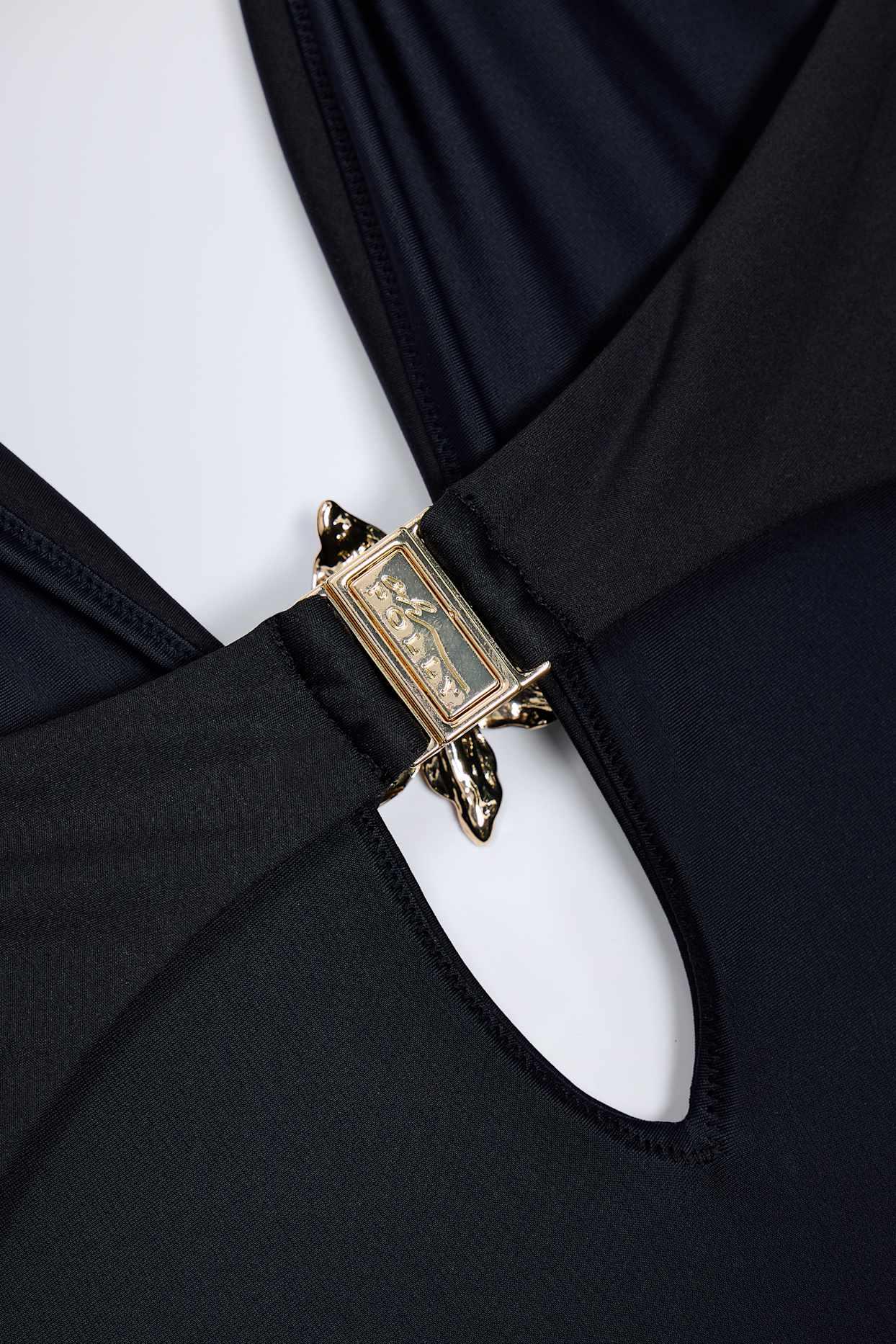 Cut-Out Hardware-Detail Swimsuit in Black Product Image