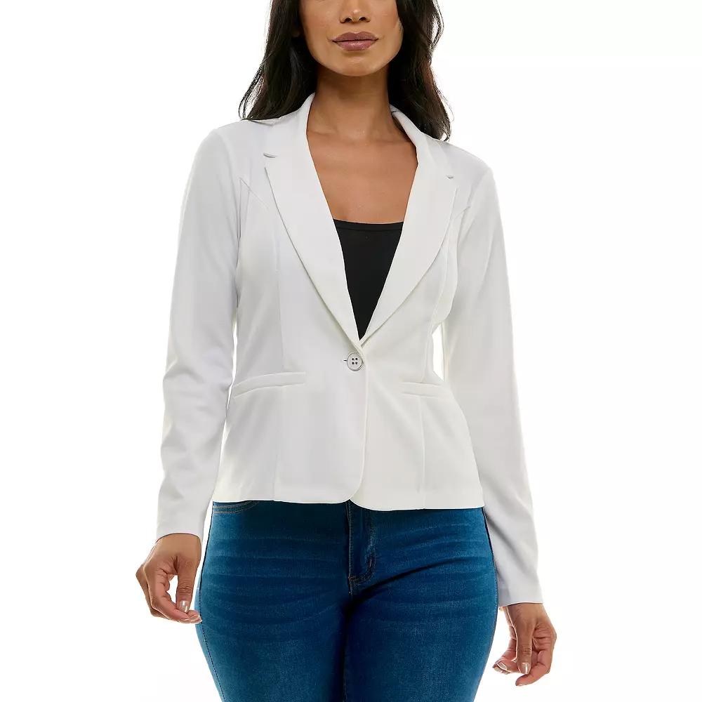 Women's Nina Leonard Single Button Cropped Blazer, Size: Large, Ivory Product Image