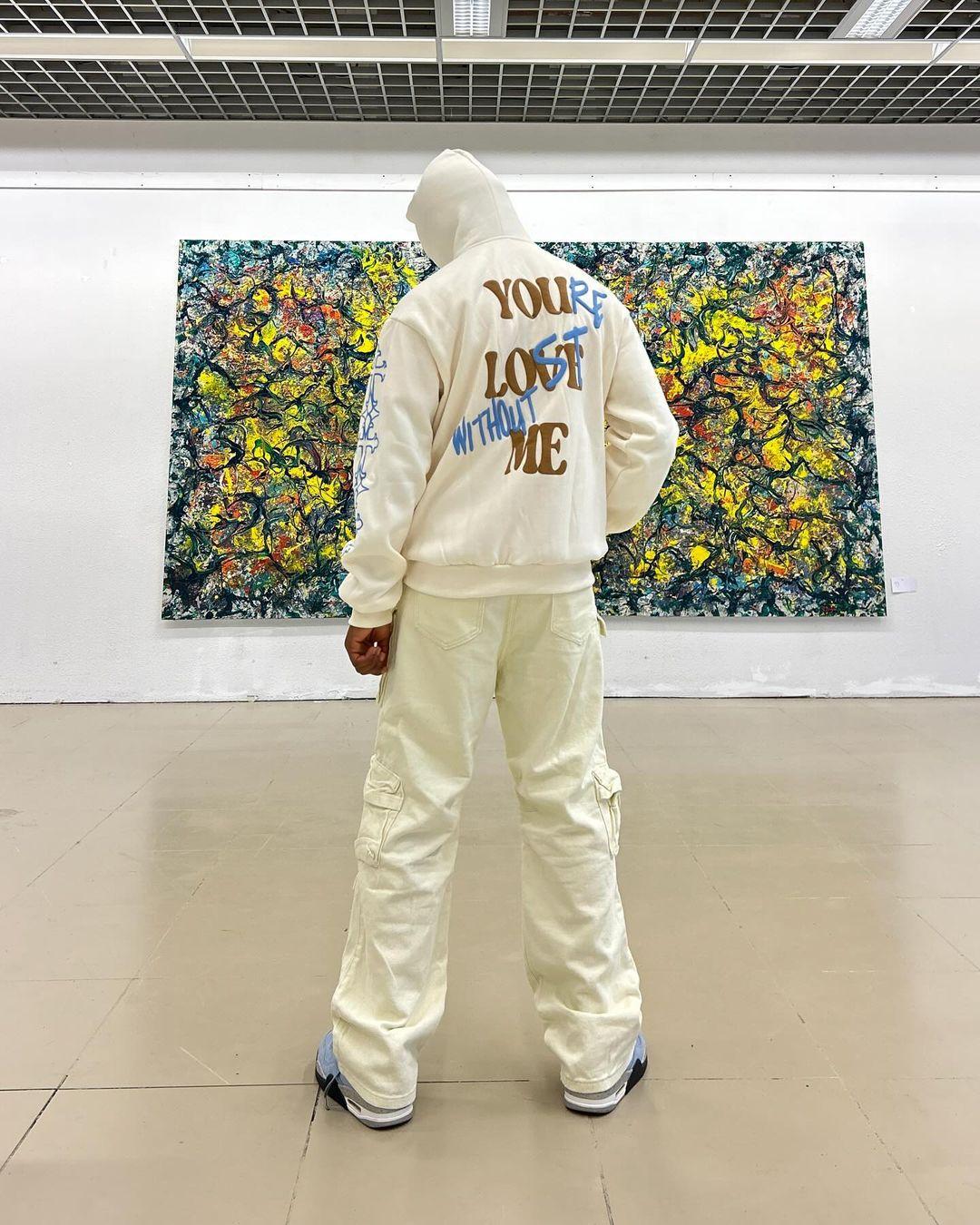 Your Lost Without Me Puff Print Graphic Zip-Up Hoodie Product Image