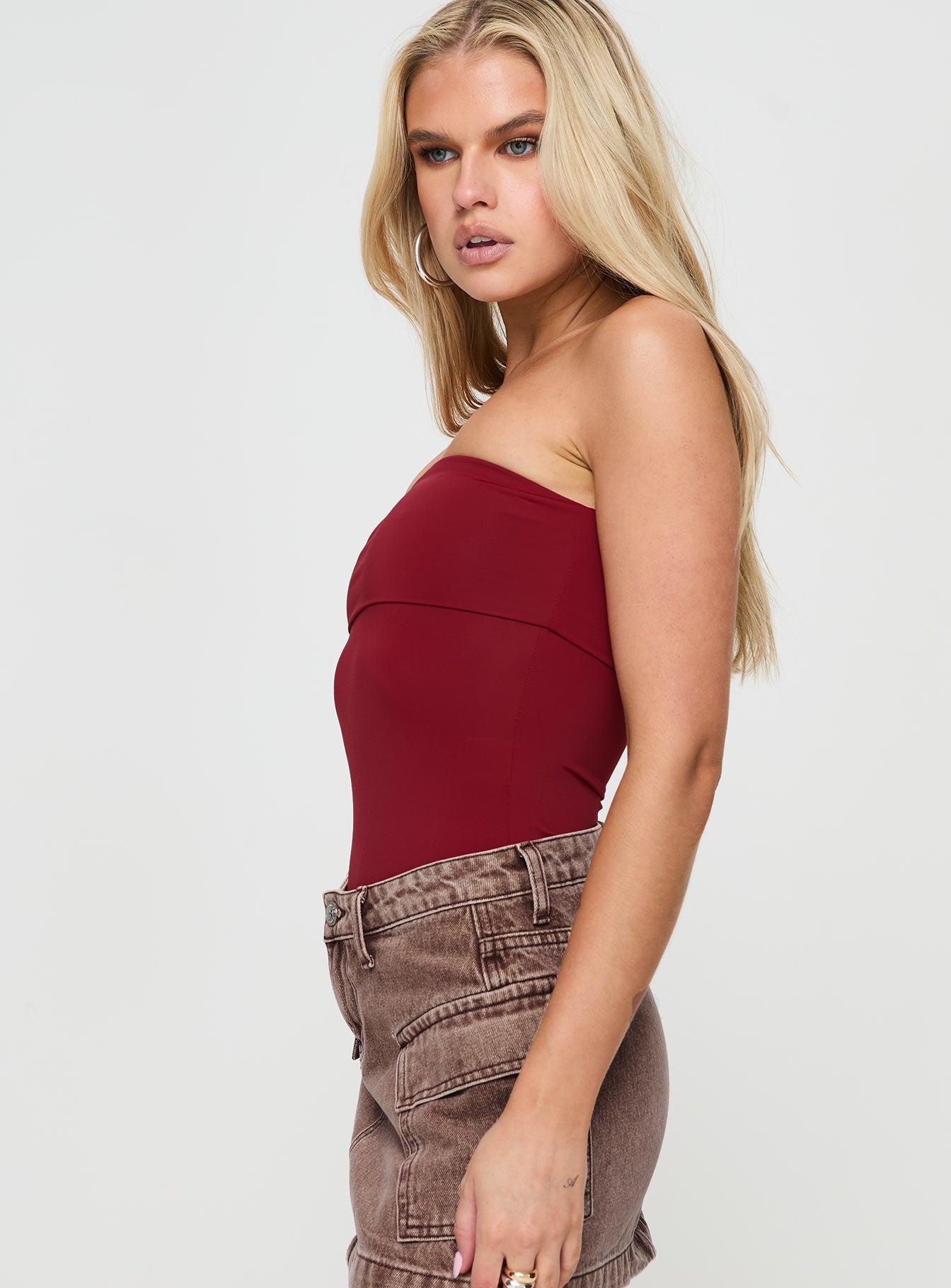 Niner Strapless Bodysuit Burgundy Product Image