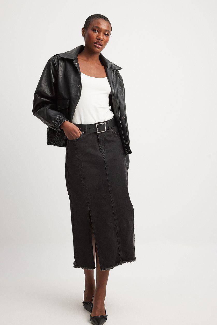 Slit Detail Denim Skirt Product Image