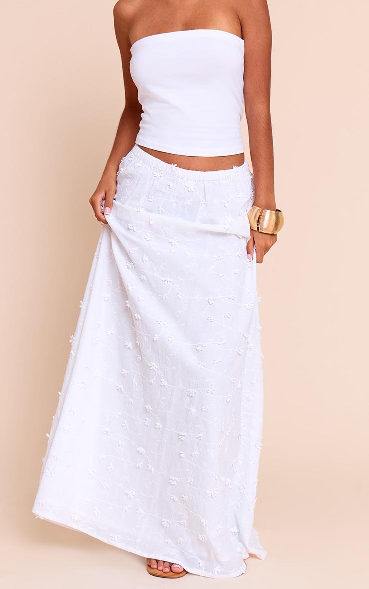 Petite White Appliqué Low Rise Maxi Skirt Product Image