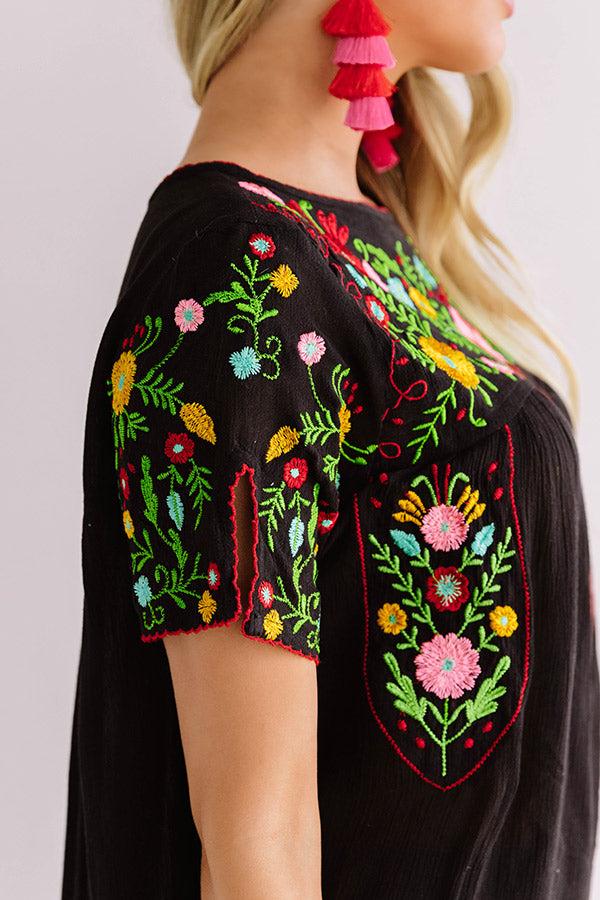 Cabana Bound Embroidered Top in Black Product Image