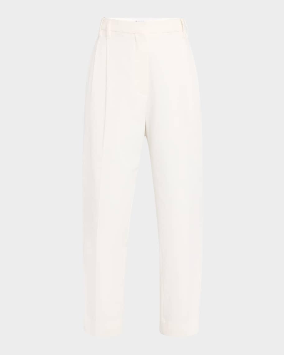 Pleated Cotton Twill Tapered Pants Product Image