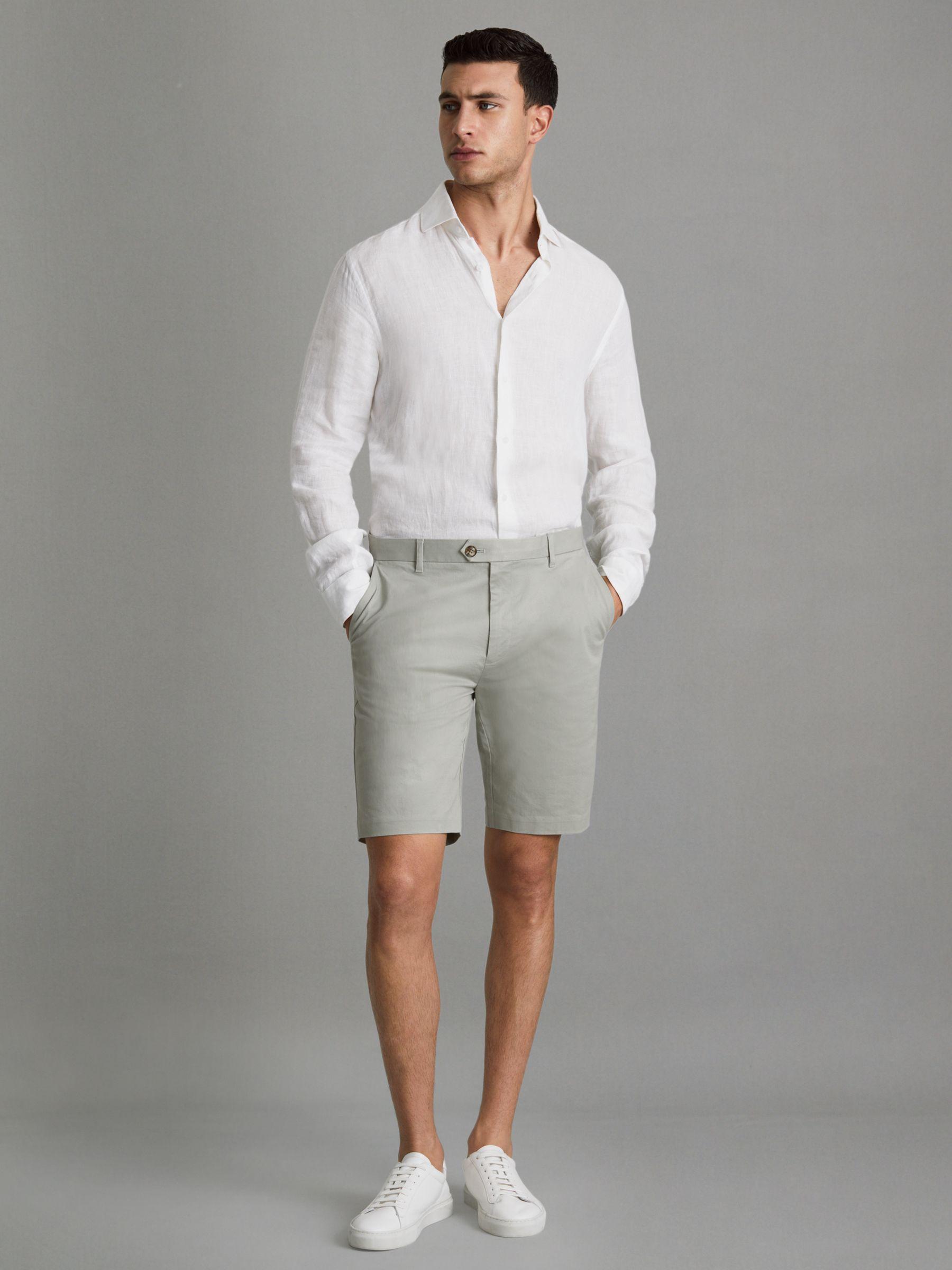 Modern Fit Cotton Blend Chino Shorts in Soft Sage Product Image