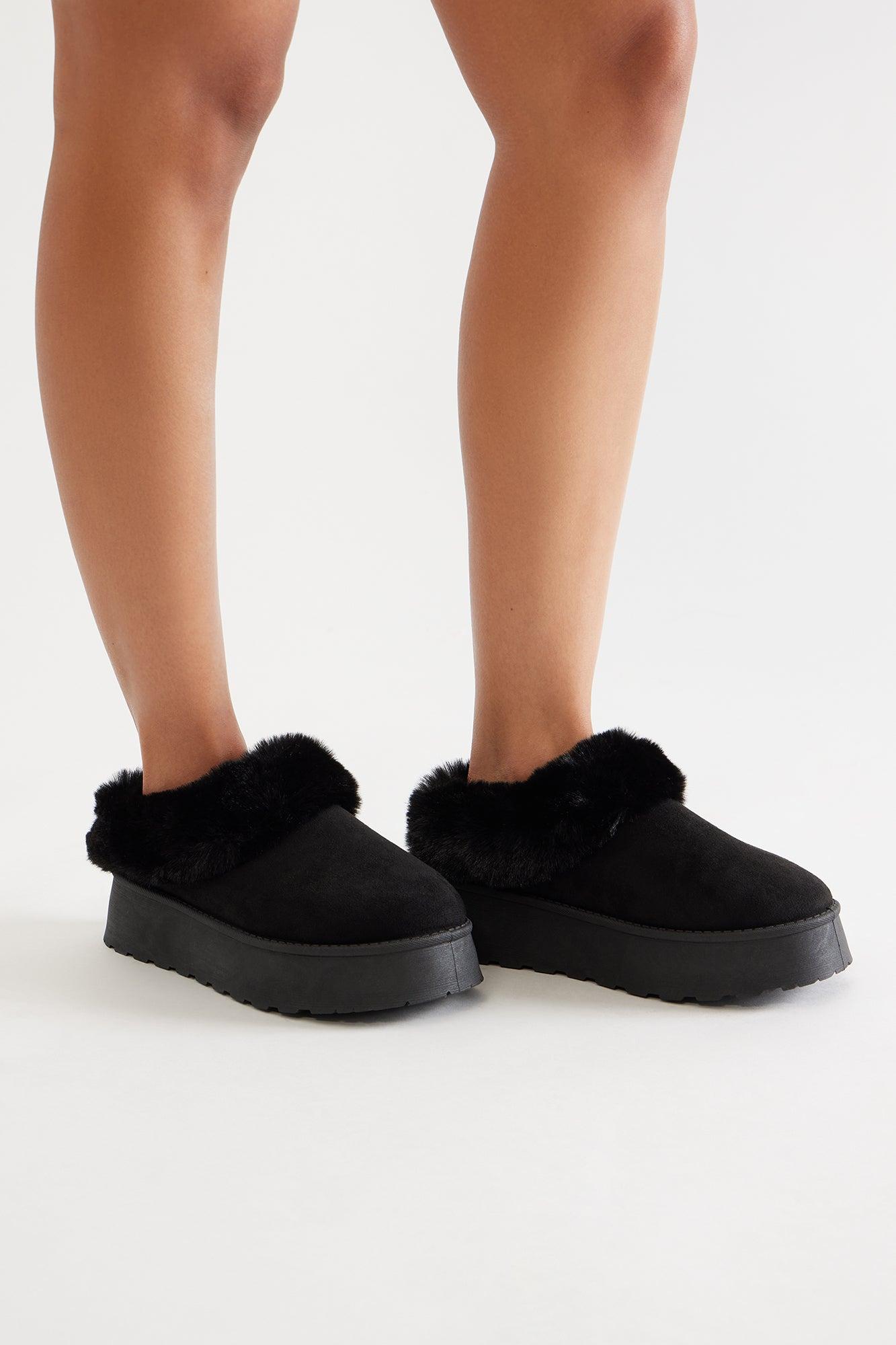 Blizzard Fur Trim Booties - Black Female Product Image