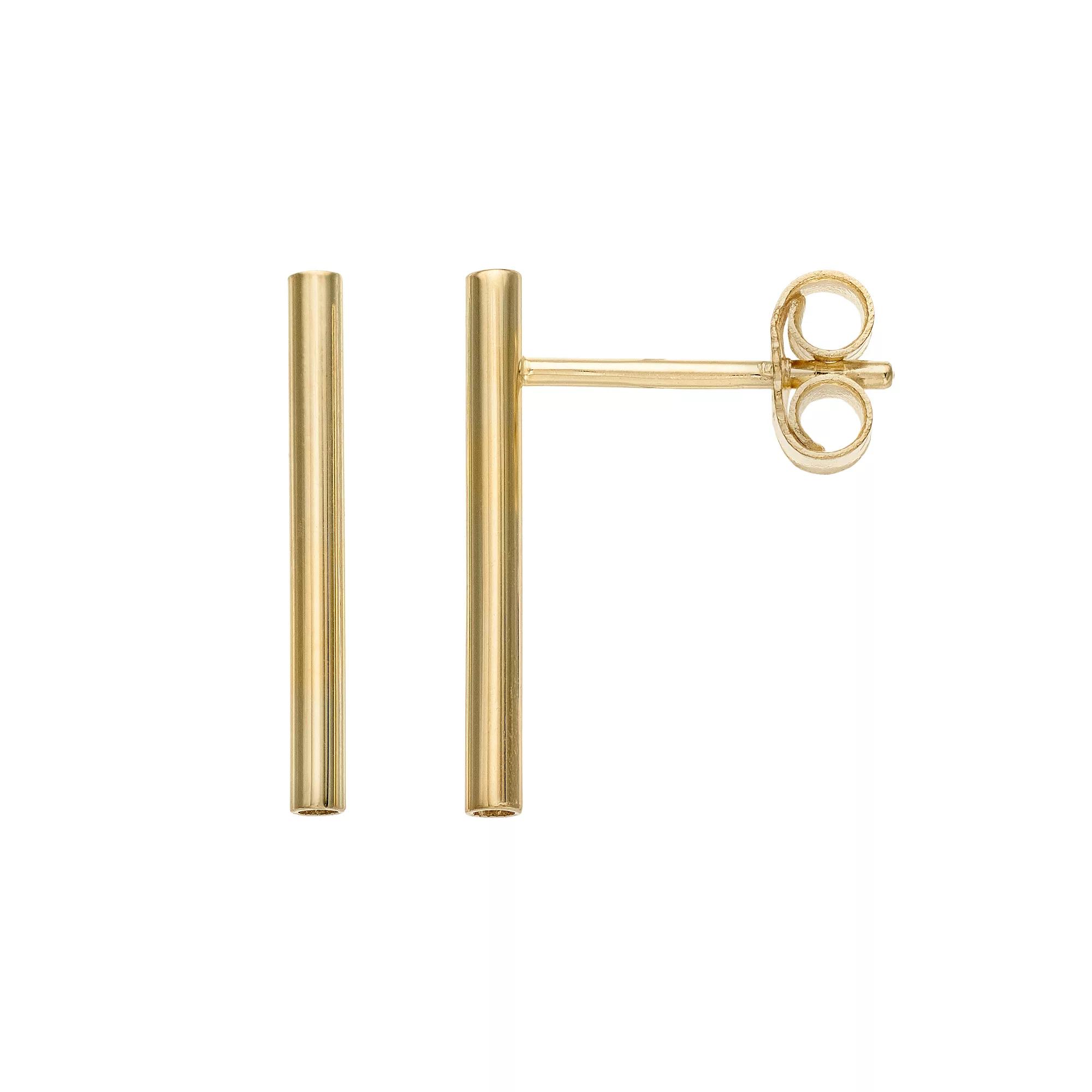 Au Naturale 14k Gold 15 mm Tube Stud Earrings, Women's Product Image