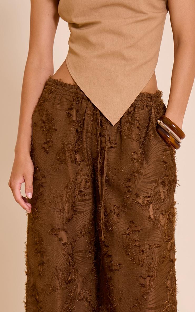 Chocolate Textured Flaoty Wide Leg Pants Product Image