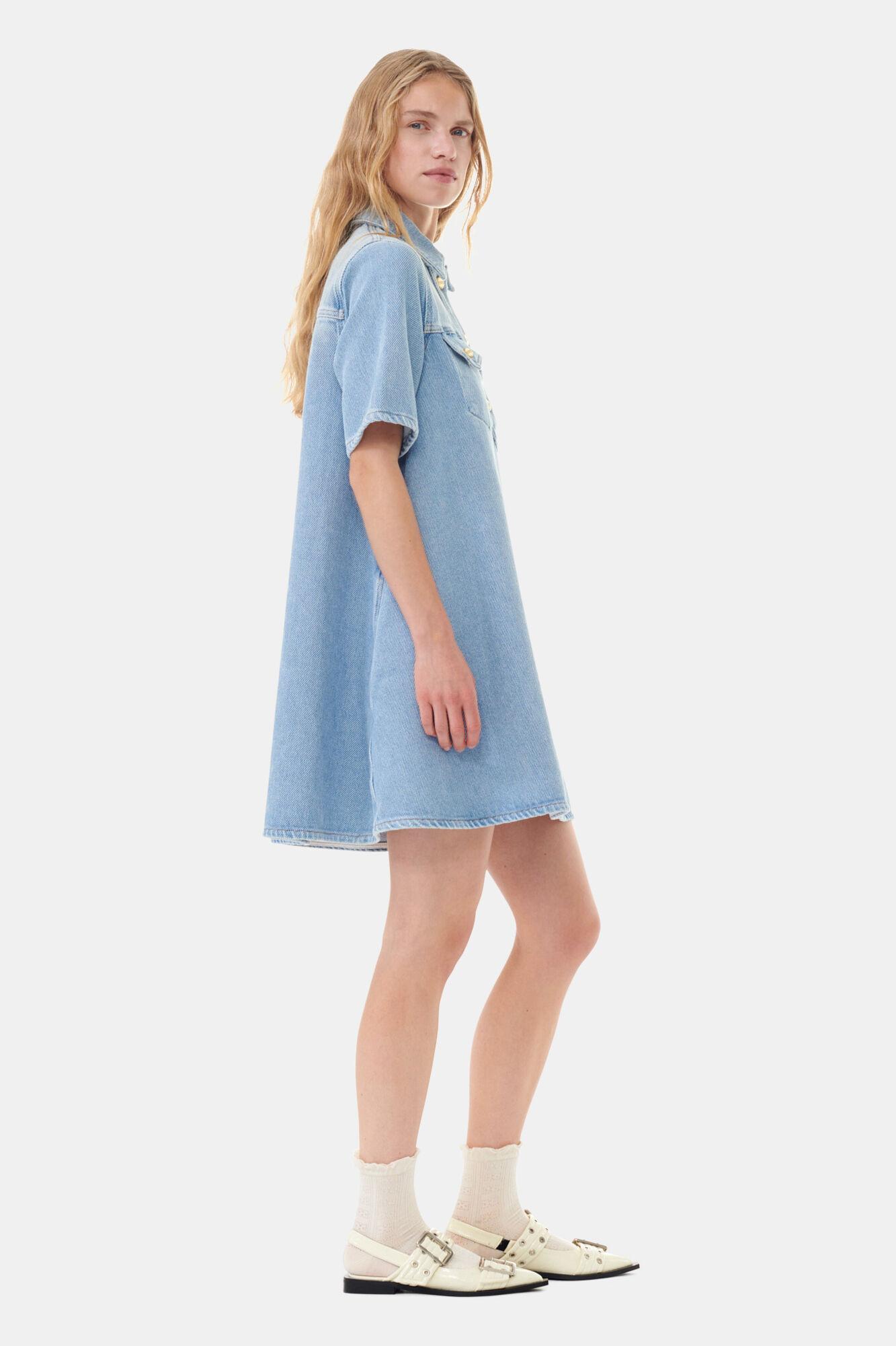 Light Blue Denim Mini Dress Product Image