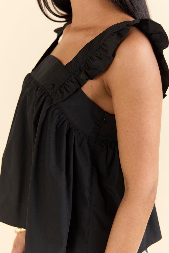 I Choose You Black Bow Back Detail Woven Tank FINAL SALE Product Image