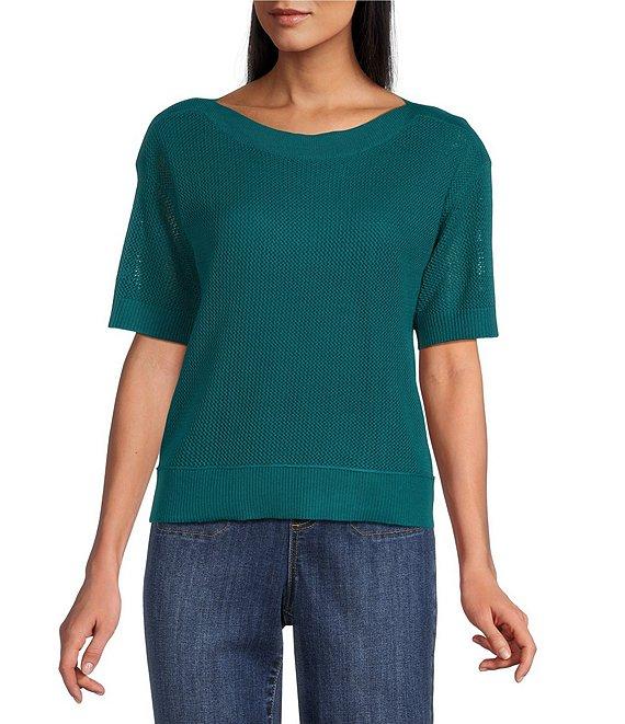 Westbound Petite Size Short Sleeve Boat Neck Top Product Image