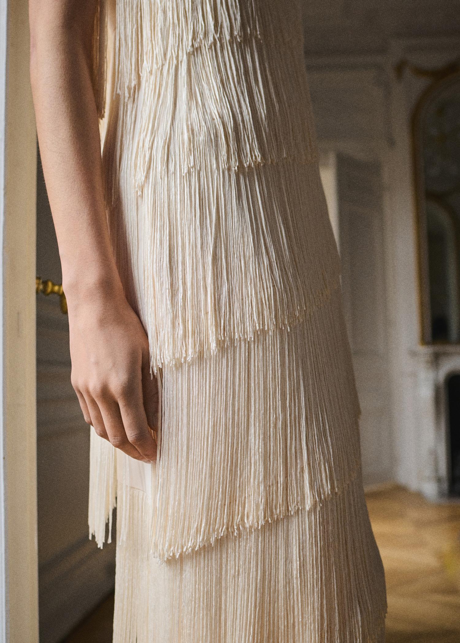 Asymmetrical fringed midi-dress - Women | MANGO USA Product Image