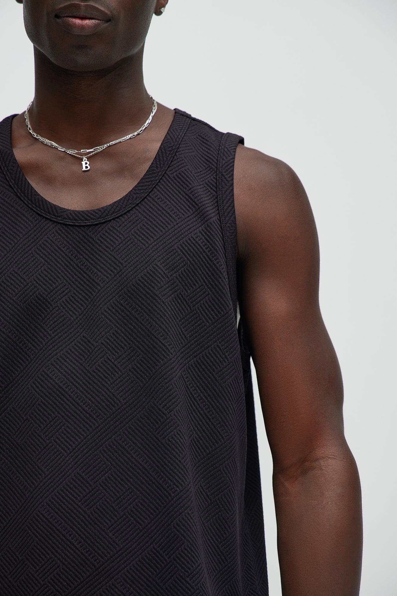 Easton Geo Textured Relaxed Tank Top - Black Product Image