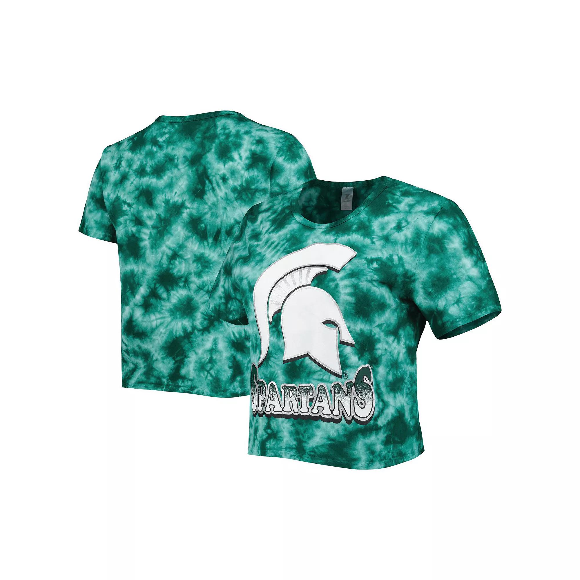 Women's ZooZatz Green Michigan State Spartans Cloud-Dye Cropped T-Shirt,  Product Image