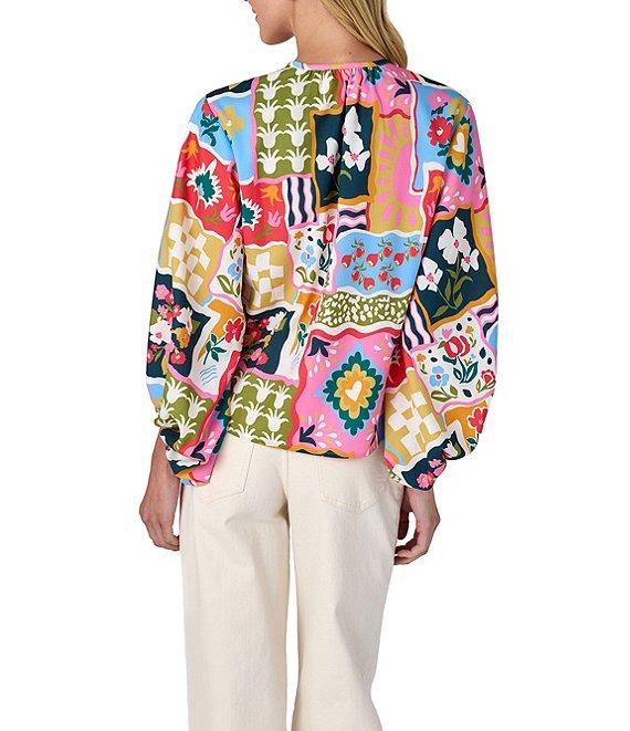 CROSBY by Mollie Burch Coordinating Livie Split V Neckline 3/4 Sleeve Top Product Image