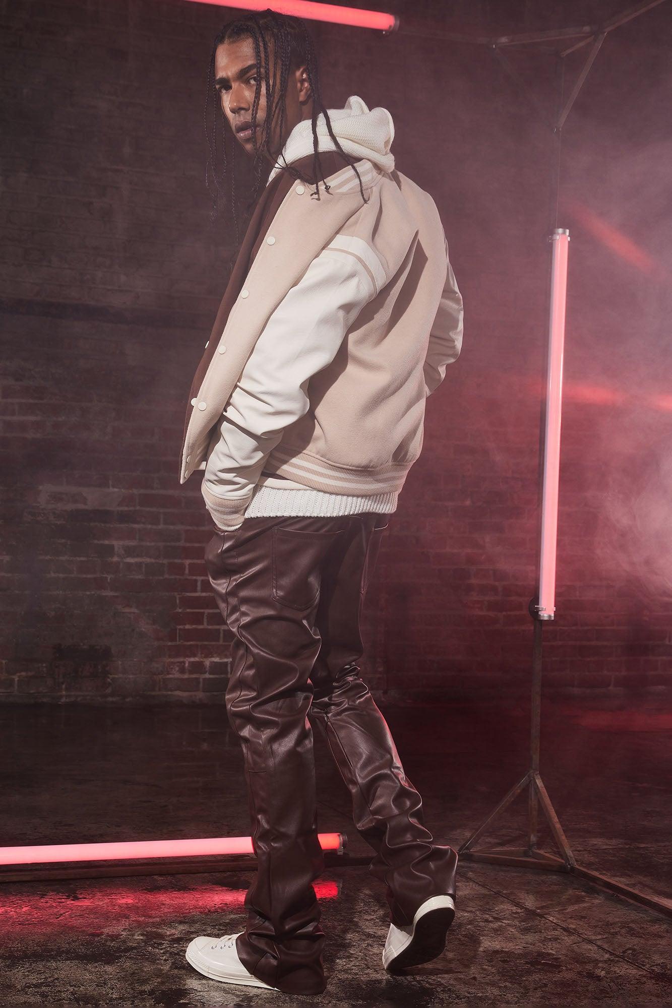 Shoulder Varsity Jacket - Tan Product Image