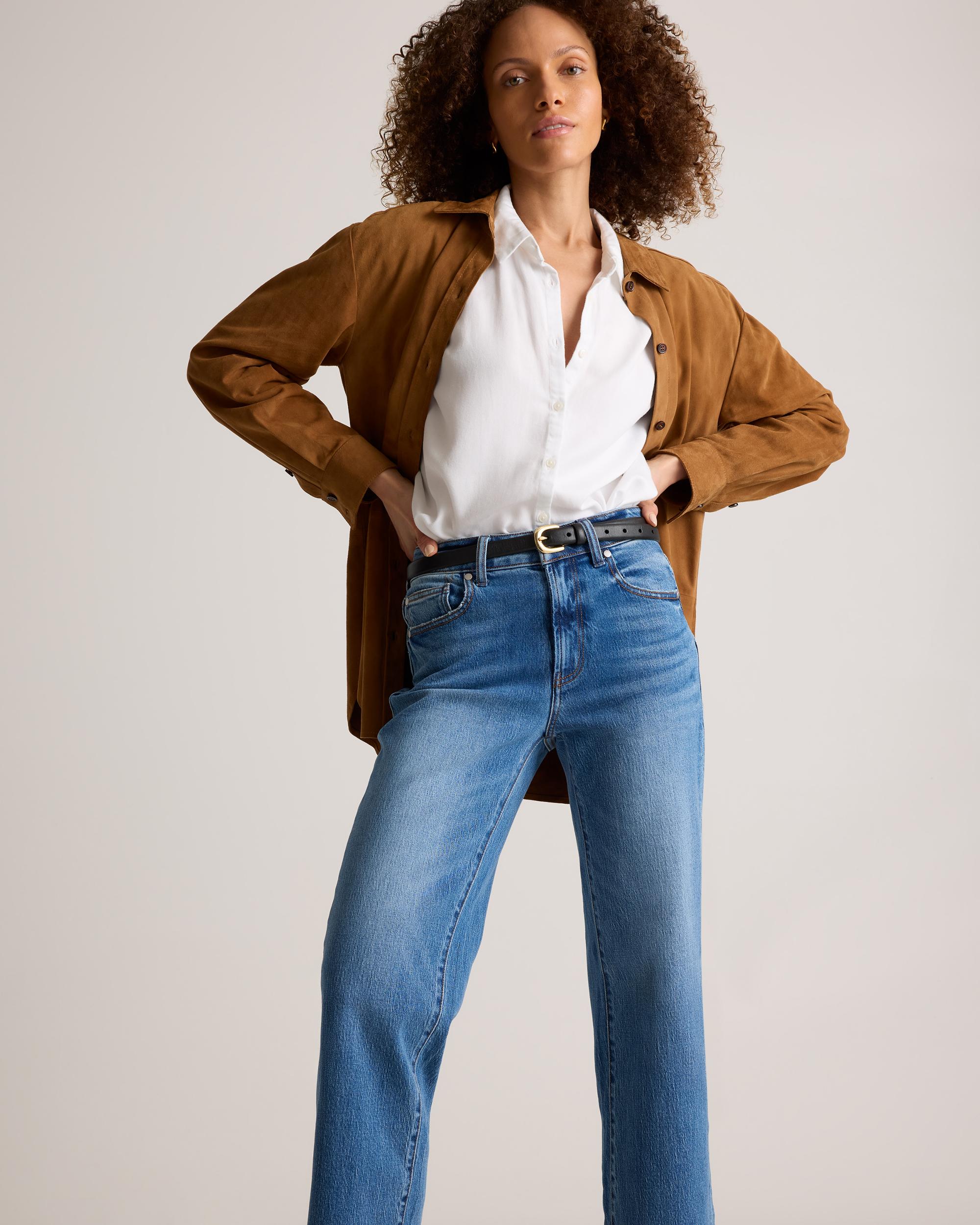 Quince | Women's Bella Stretch Cropped Straight Jeans Organic Cotton Product Image