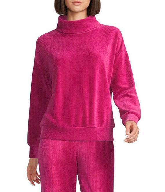 Westbound Coordinating Velour Rib Long Sleeve Funnel Neck Top Product Image