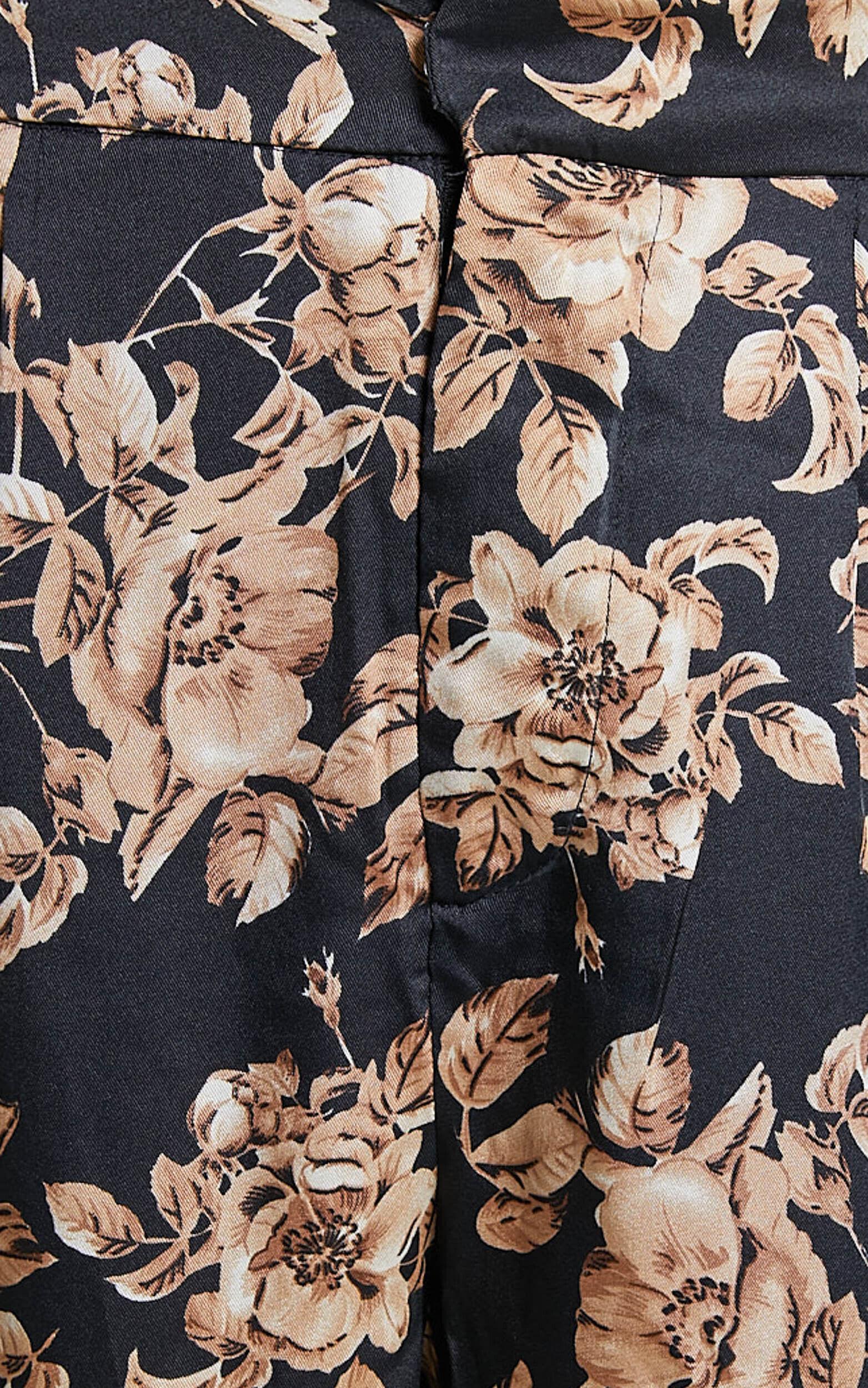 Laila Pants - High Waisted Wide Leg Pants in Black Floral Product Image