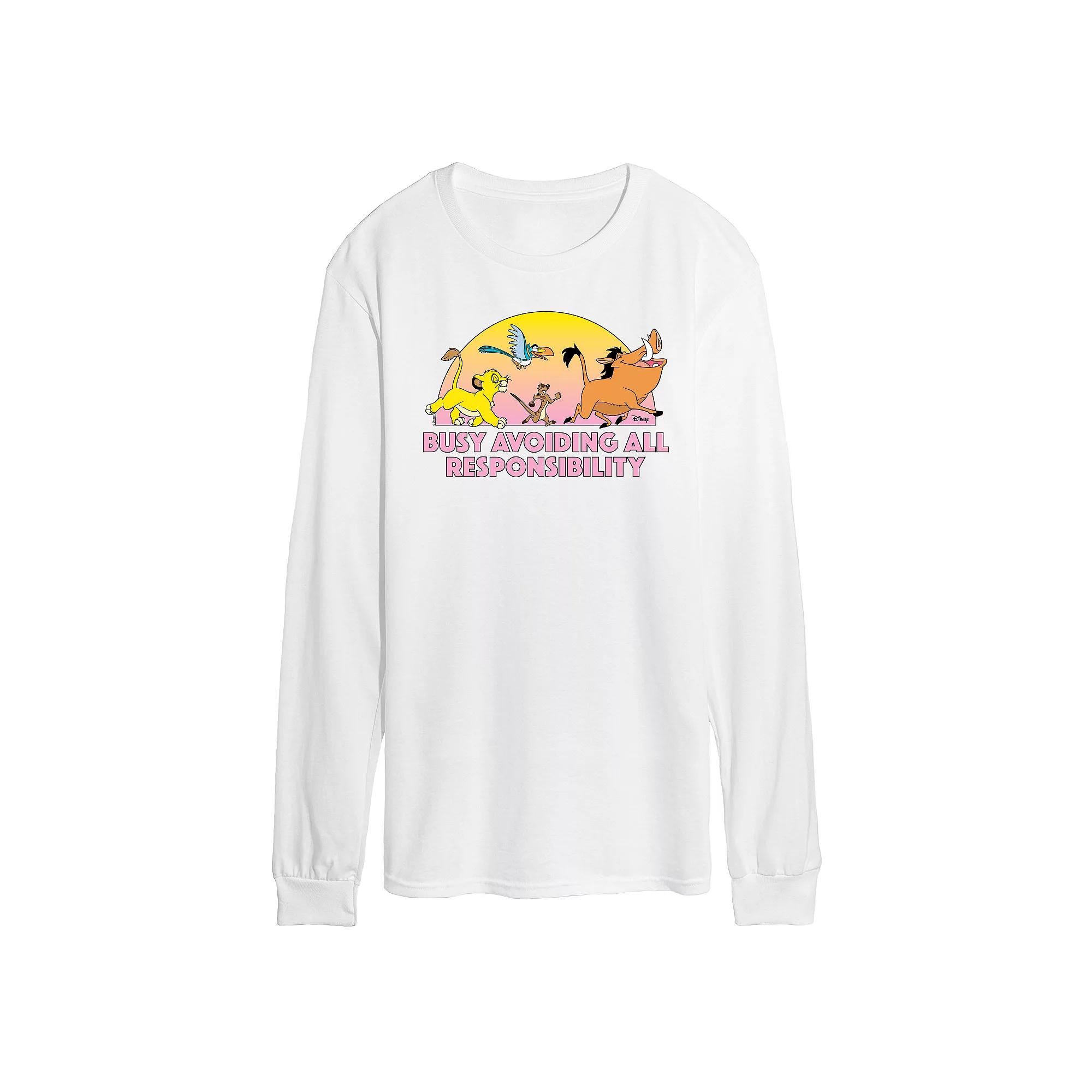 Disney's The Lion King Men's Avoiding All Responsibility Long Sleeve Graphic Tee,  Product Image