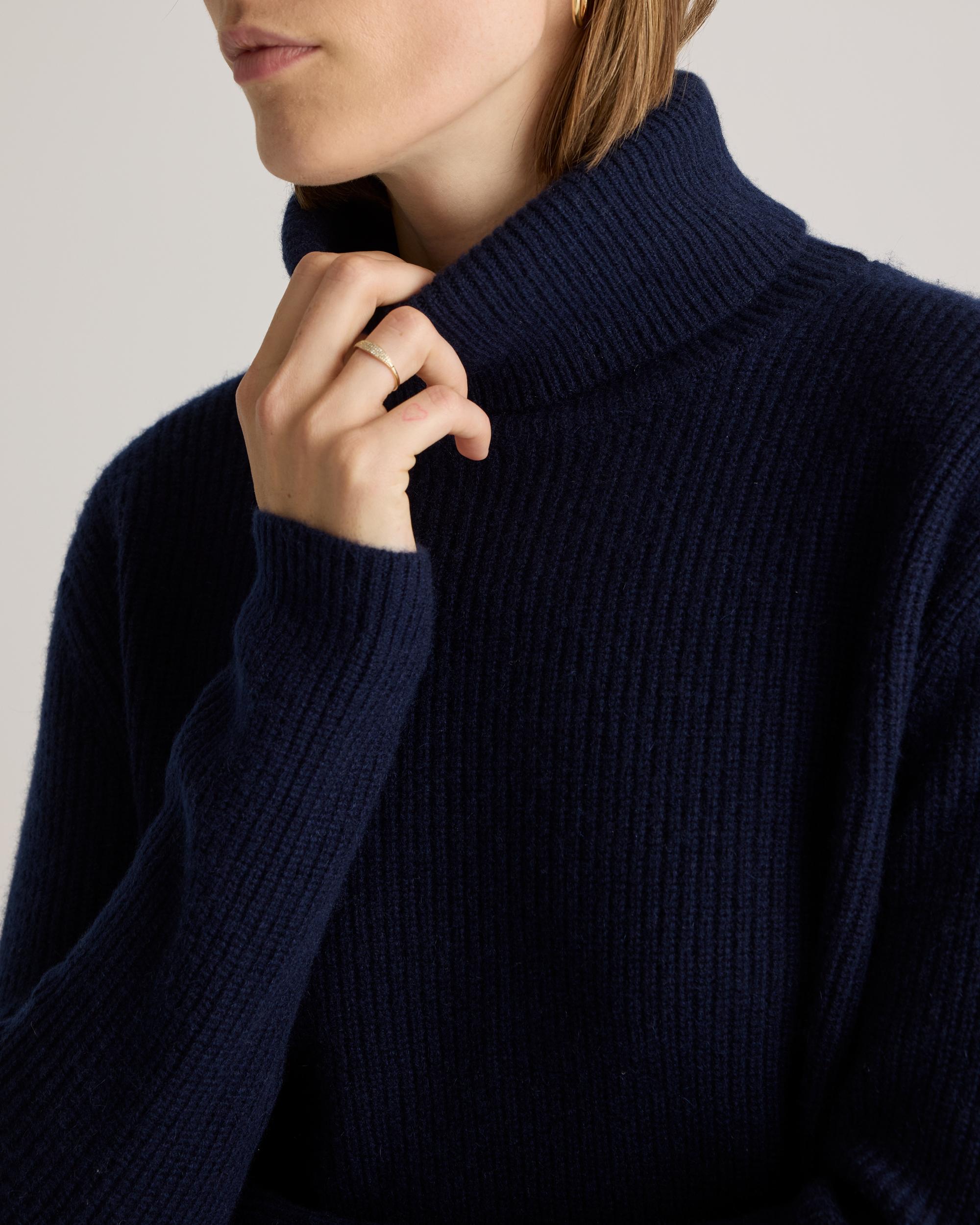 Quince | Women's Mongolian Cashmere Fisherman Turtleneck Sweater Size XL Product Image