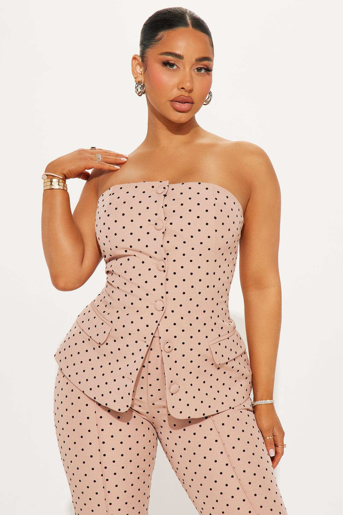 Stacy Polka Dot Flare Pant Set - Pink Product Image