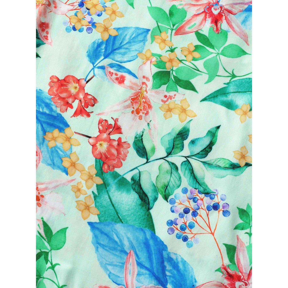 Plus Size Spring Flowers Printed Pockets Midi Dress Truegreen Women Heart neckline Short sleeve Curvy BloomChic 12/L Product Image