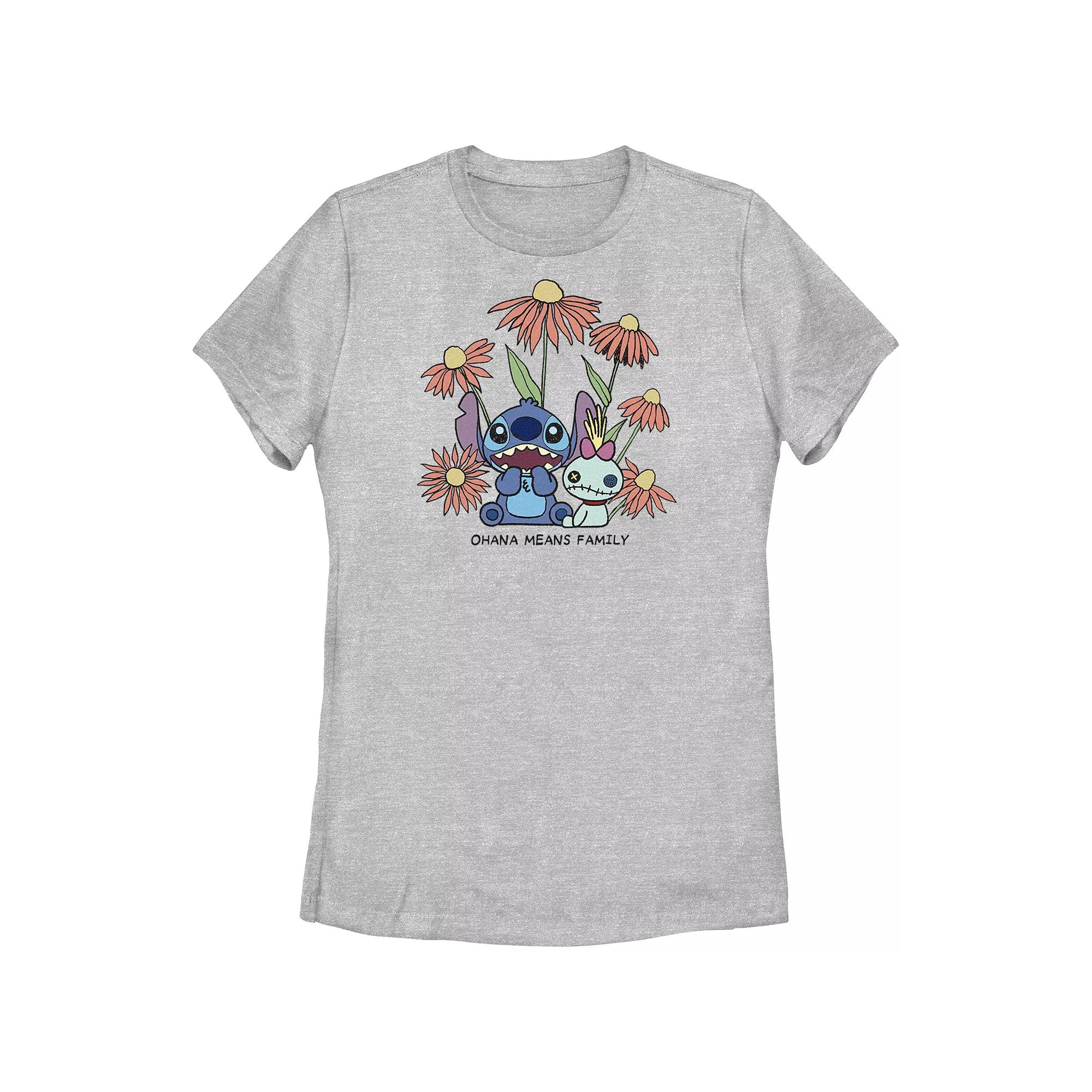 Disney's Lilo & Stitch Women's Ohana Means Family Flowers Tee, Girl's,  Product Image