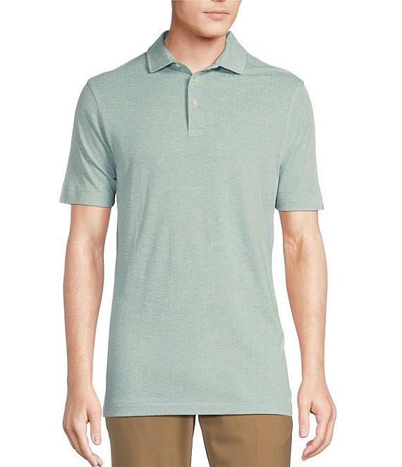 Daniel Cremieux Signature Label Jersey Solid Textured Jacquard Short Sleeve Polo Shirt Product Image