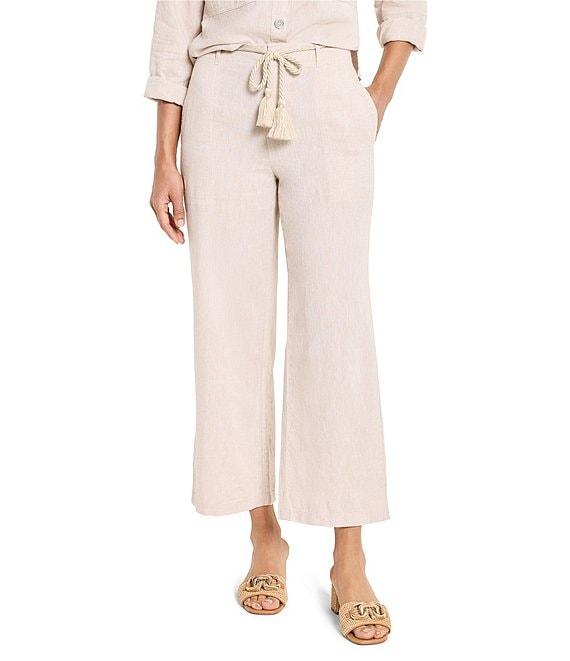 NIC + ZOE Rumba Linen Blend Rope Belt Wide Leg Ankle Pants Product Image