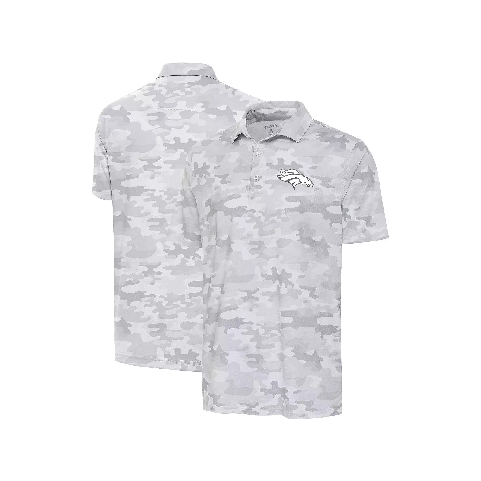 Men's Antigua White Denver Broncos Anthracite Logo Collide Polo, Size: XL Product Image