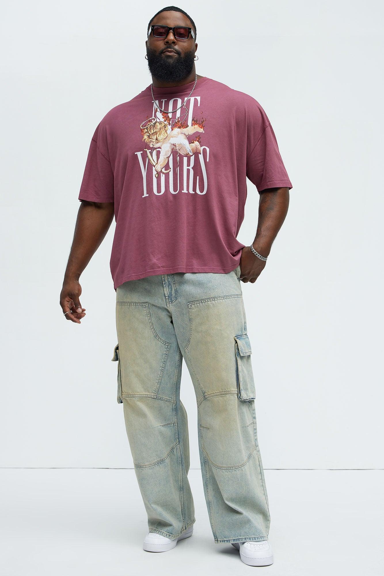 Not Yours Oversized Short Sleeve Tee - Burgundy Product Image