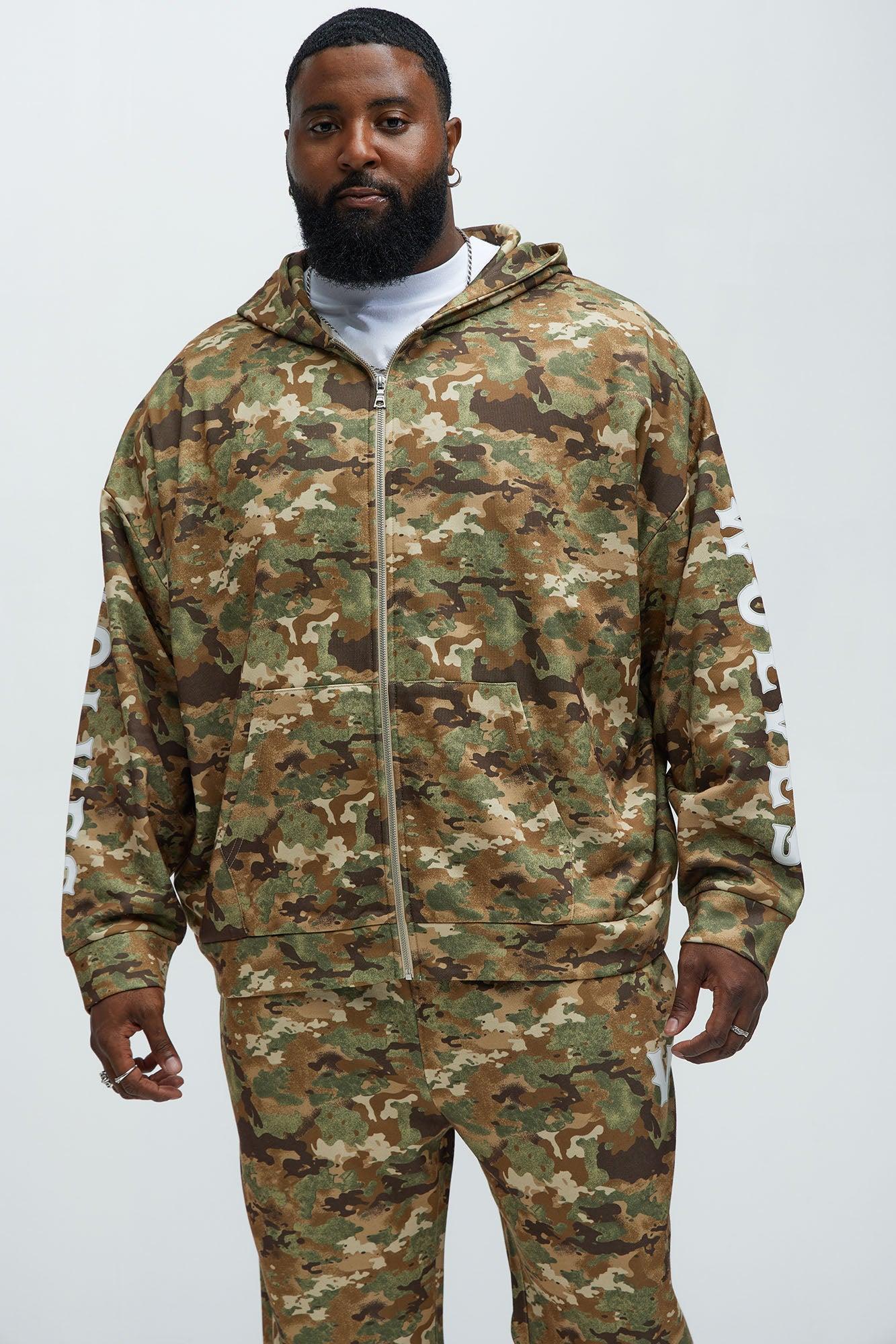 Wolves Camo Oversized Zip Up Hoodie - Camouflage Product Image