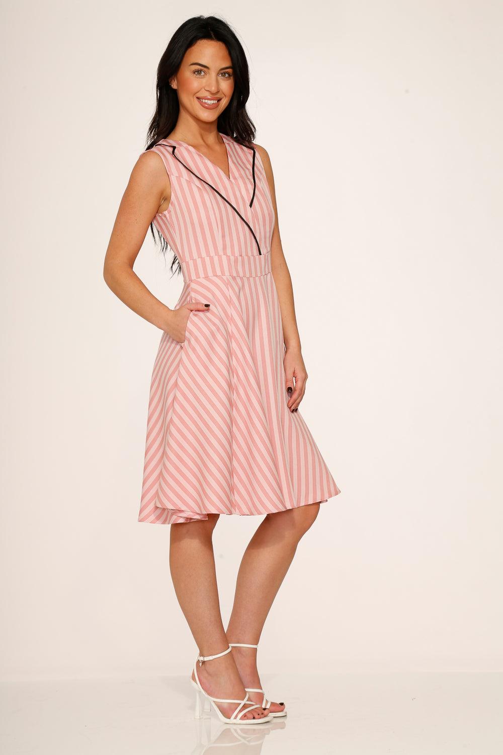 Pink Stripe Swing Dress Product Image