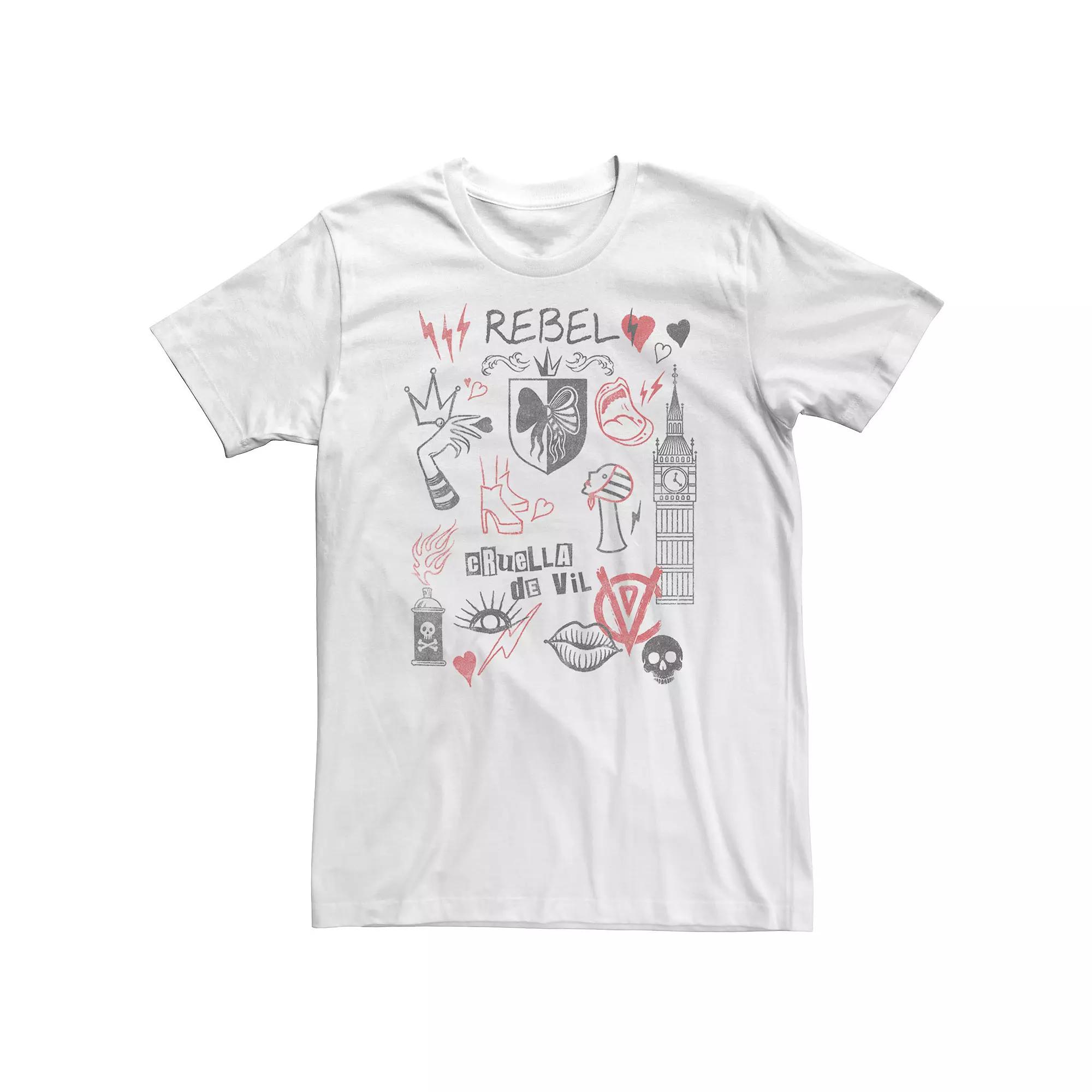 Big & Tall Disney Cruella Rebel Fashion Sketches Tee, Men's,  Product Image