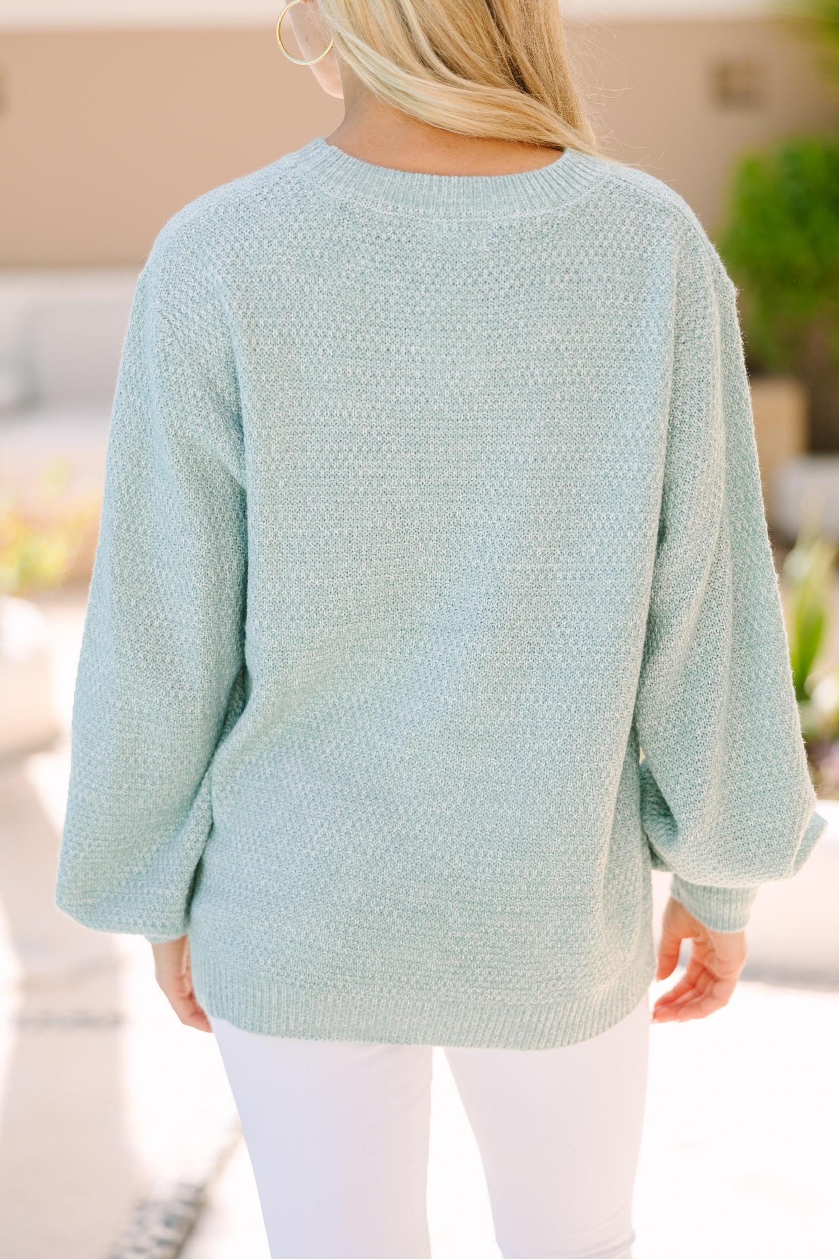 The Slouchy Light Green Bubble Sleeve Sweater Female Product Image