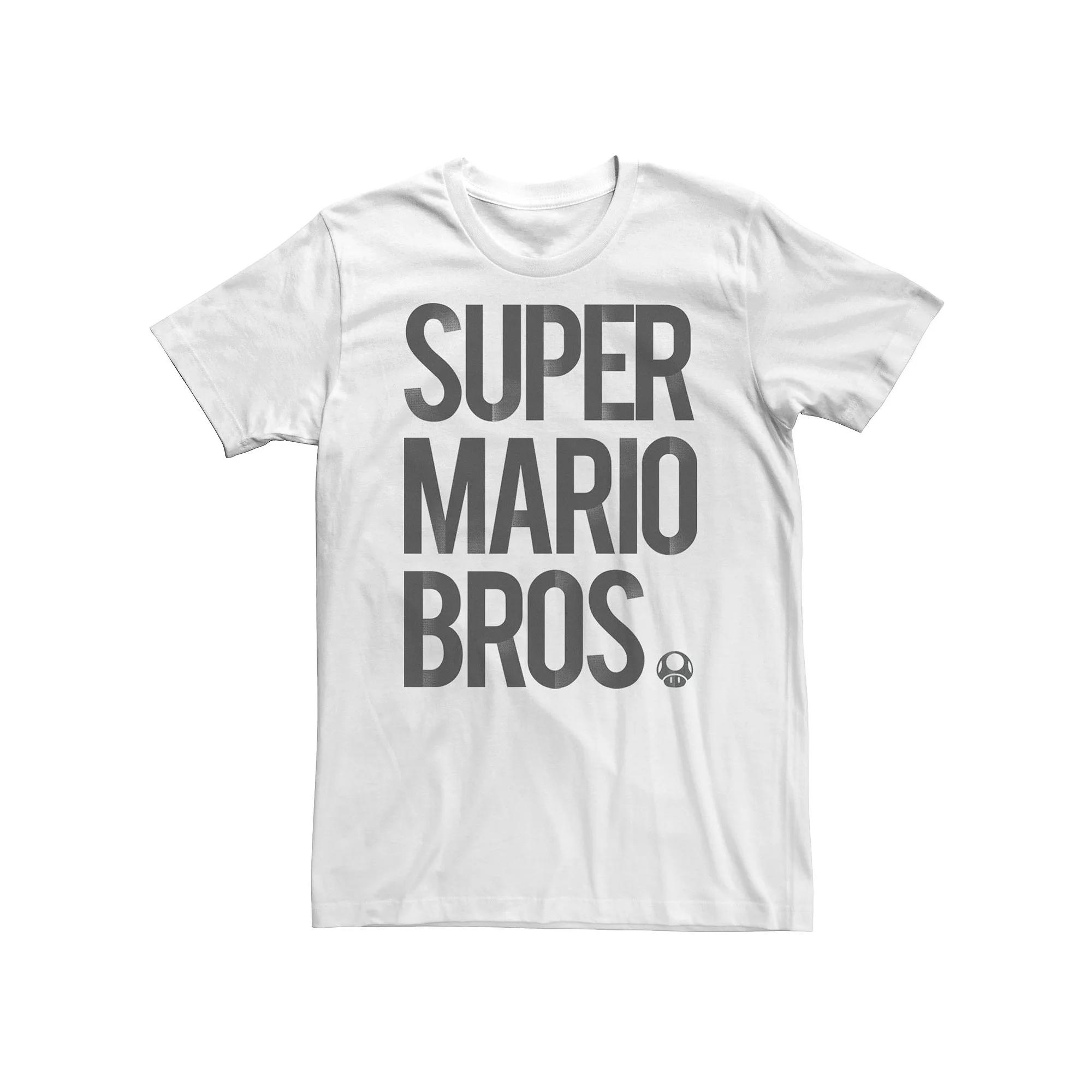 Big & Tall Nintendo Super Mario Bros Word Stack Simple Title Tee, Men's, Size: 5XL, White Product Image