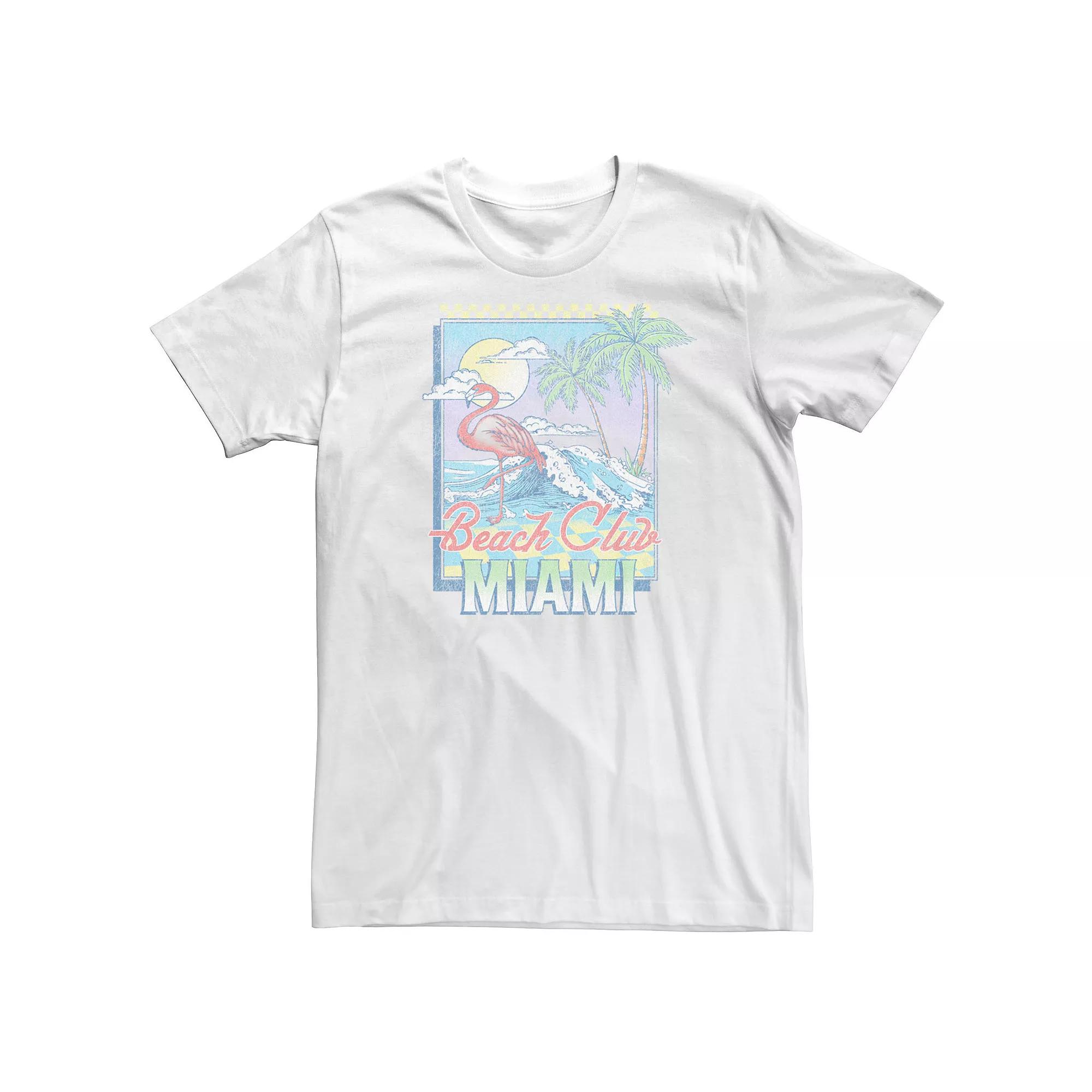 Big & Tall Flamingo Beach Club Miami Stamp Graphic Tee, Men's,  Product Image