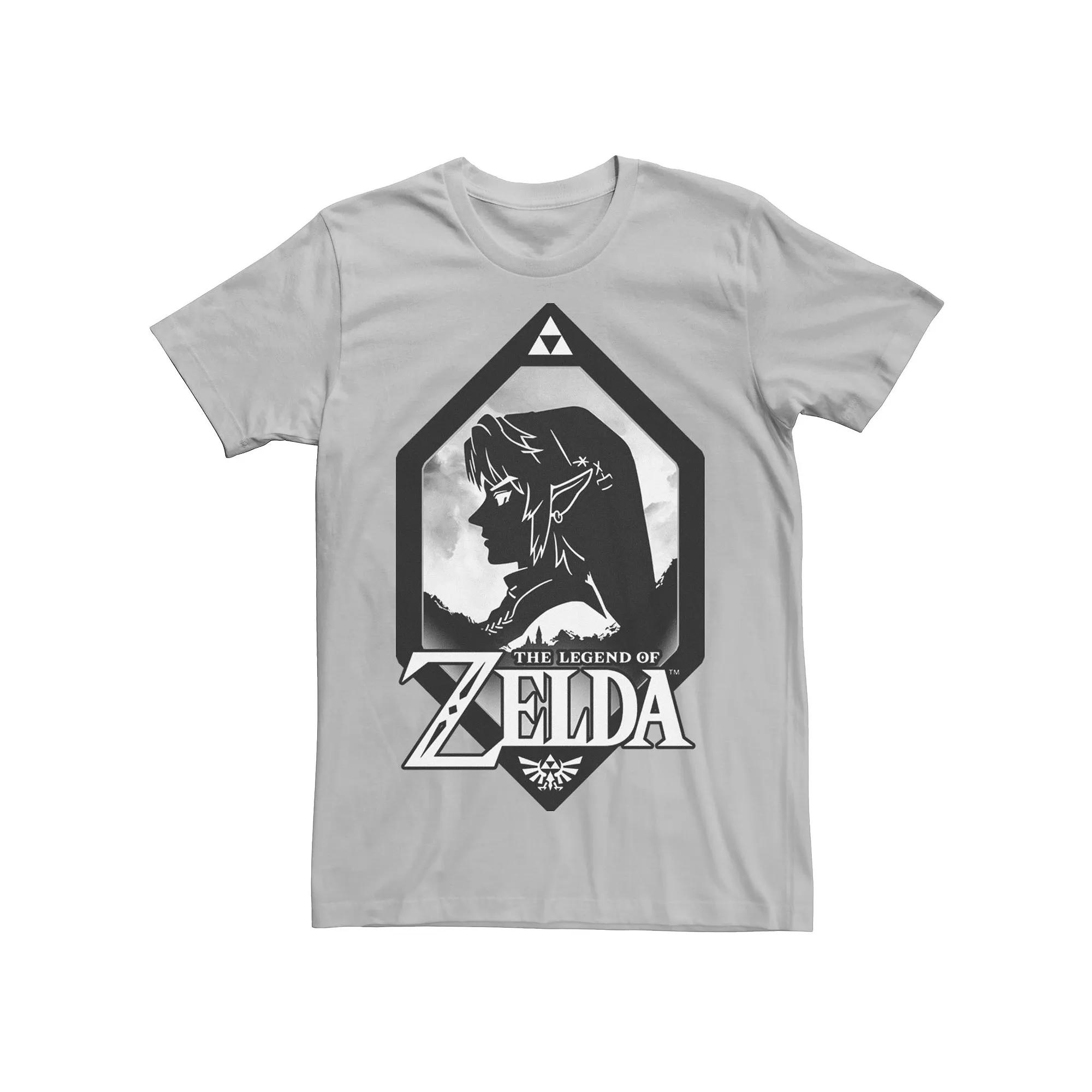 Men's Nintendo Zelda Link Side Profile Diamond Tee, Size: Large, Silver Product Image